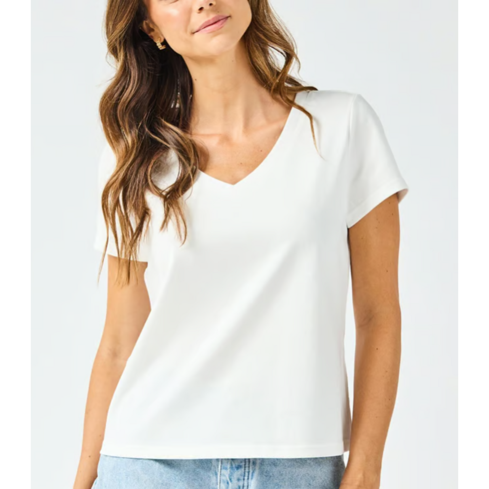 Mary Square Brielle White V Neck Tee