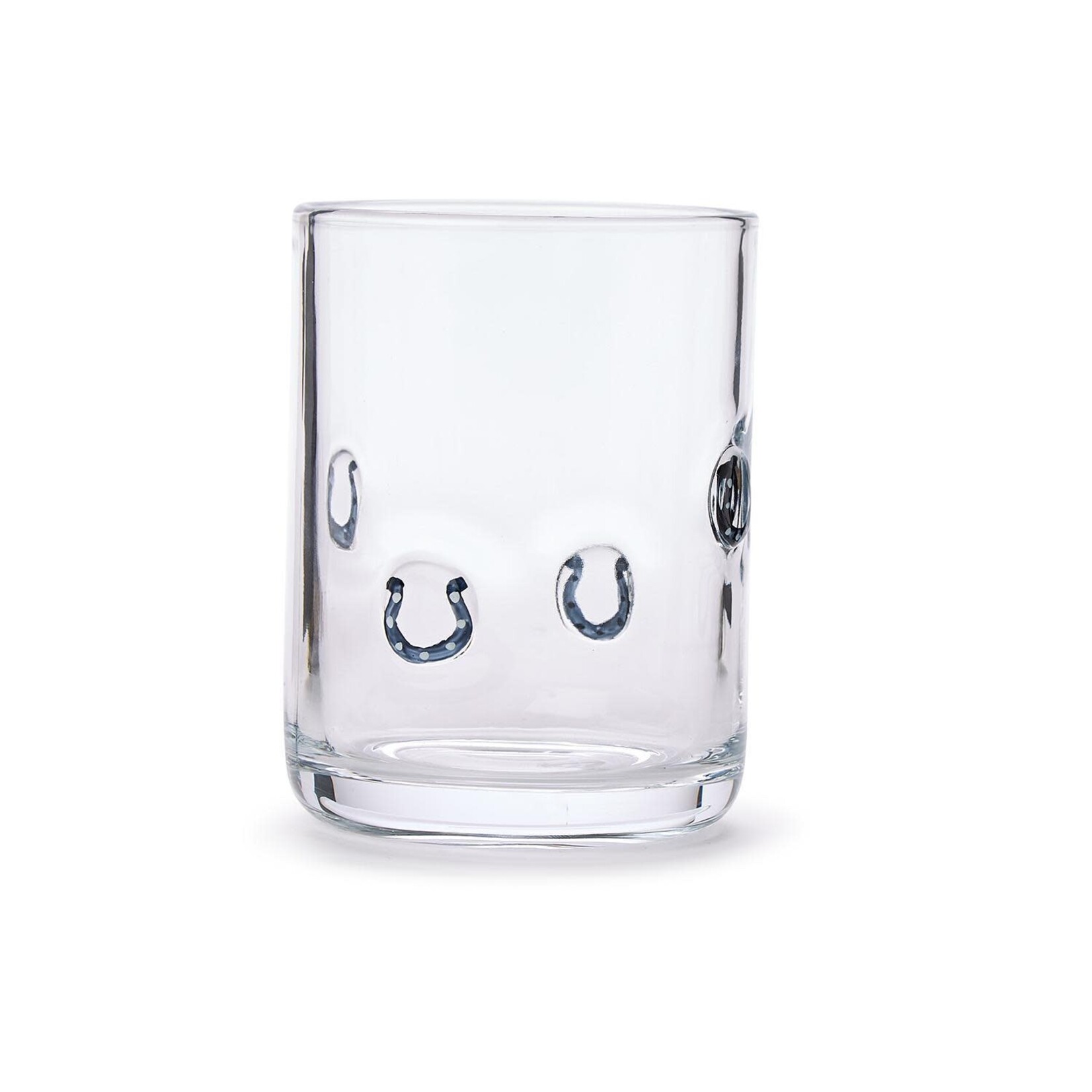 Two's Company Horseshoe Double Old Fashion Hand-Painted Glass