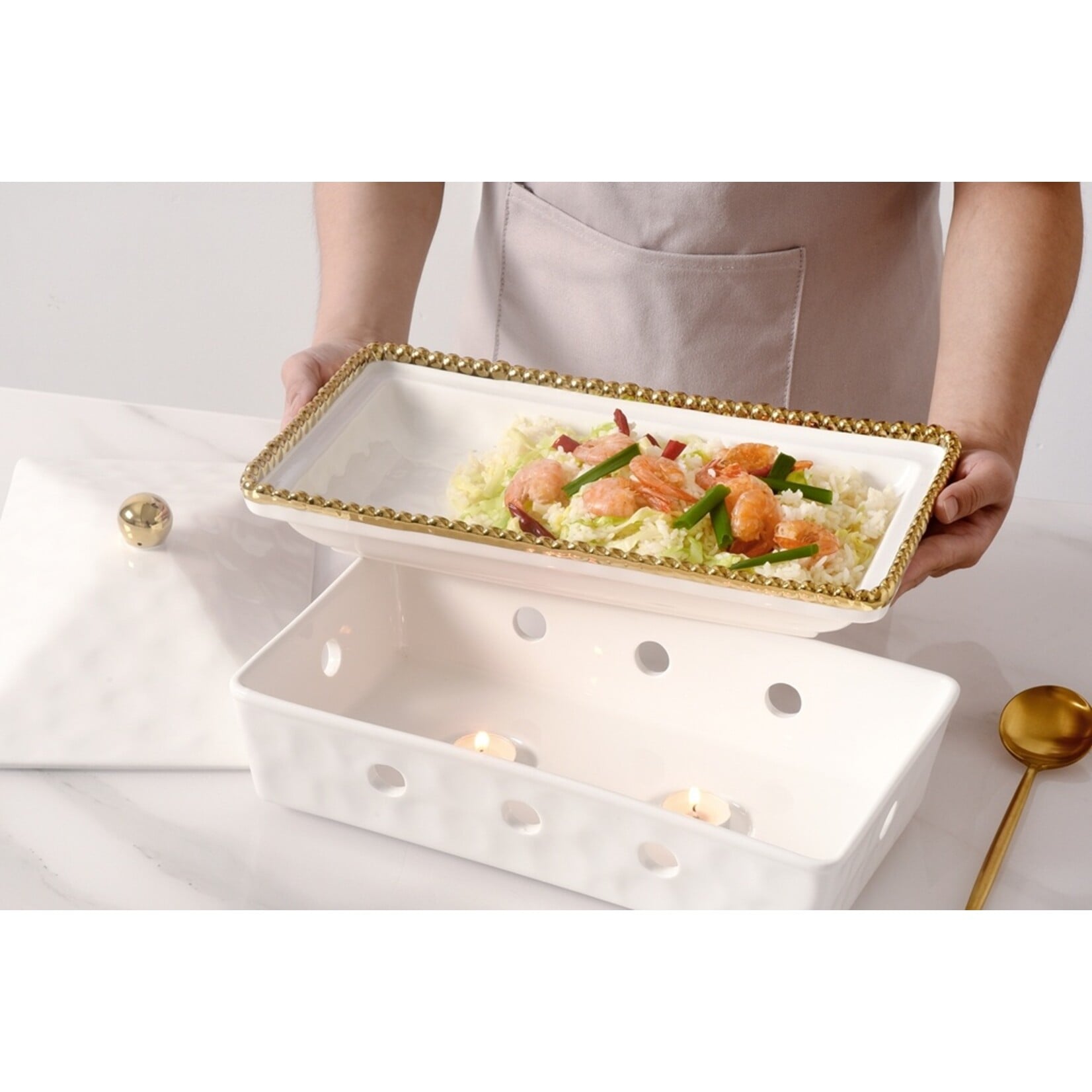 Pampa Bay Golden Salerno Rectangular Chafing Dish