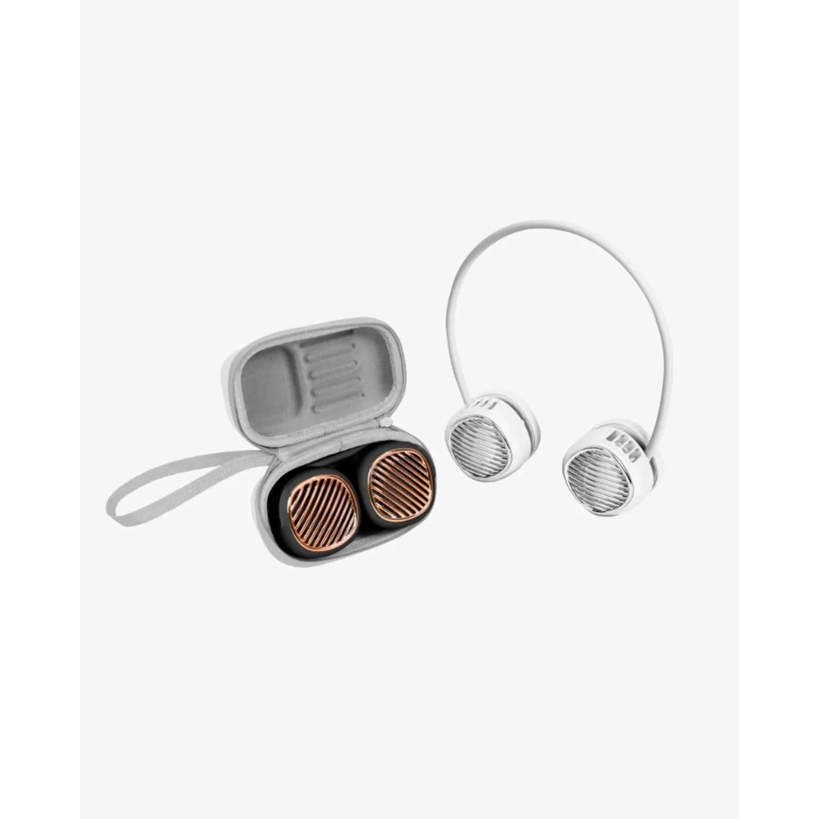 Wireless Express Neck Fan White  & Silver w/Case