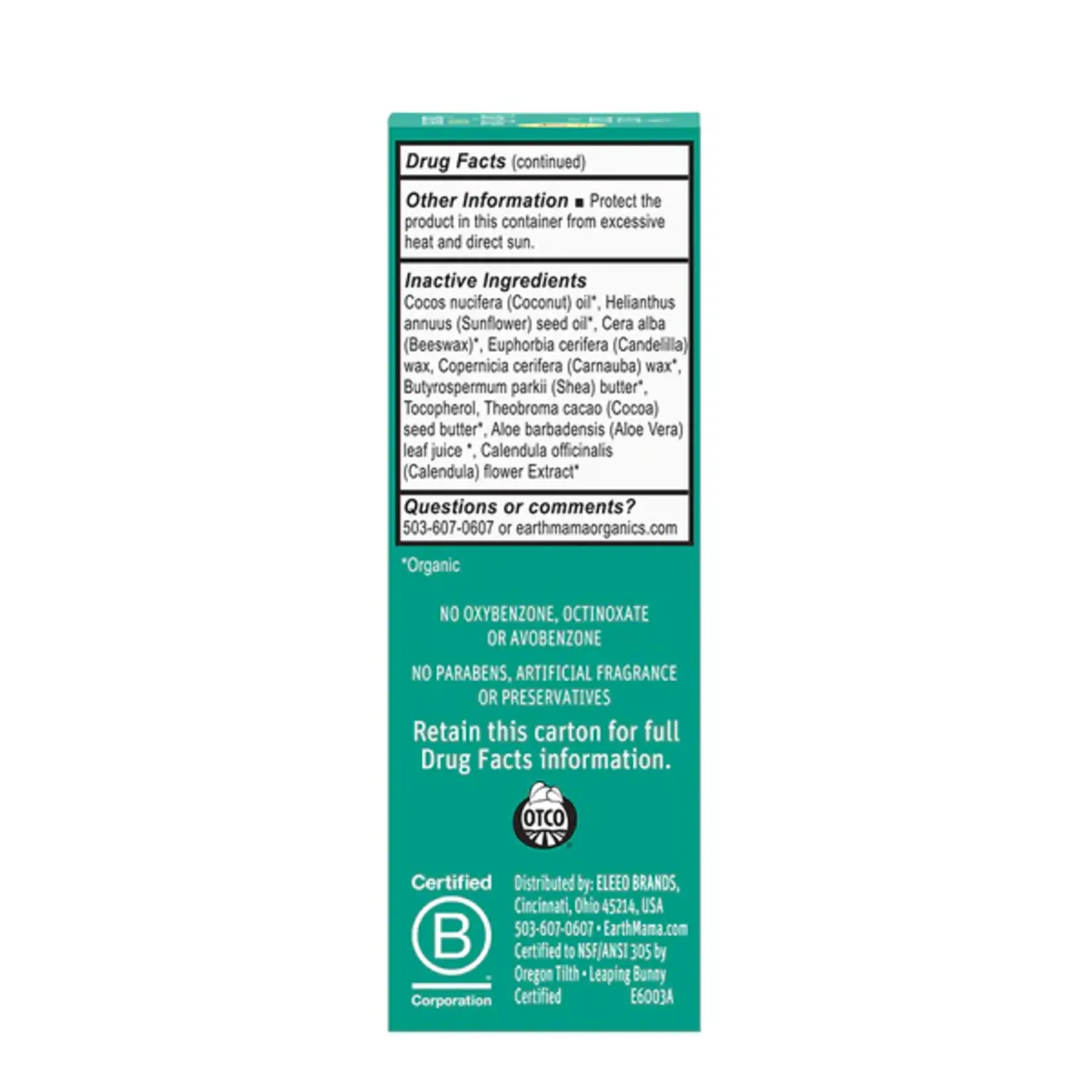 Earth Mama Organics Baby Face Mineral Sunscreen Face Stick SPF 40
