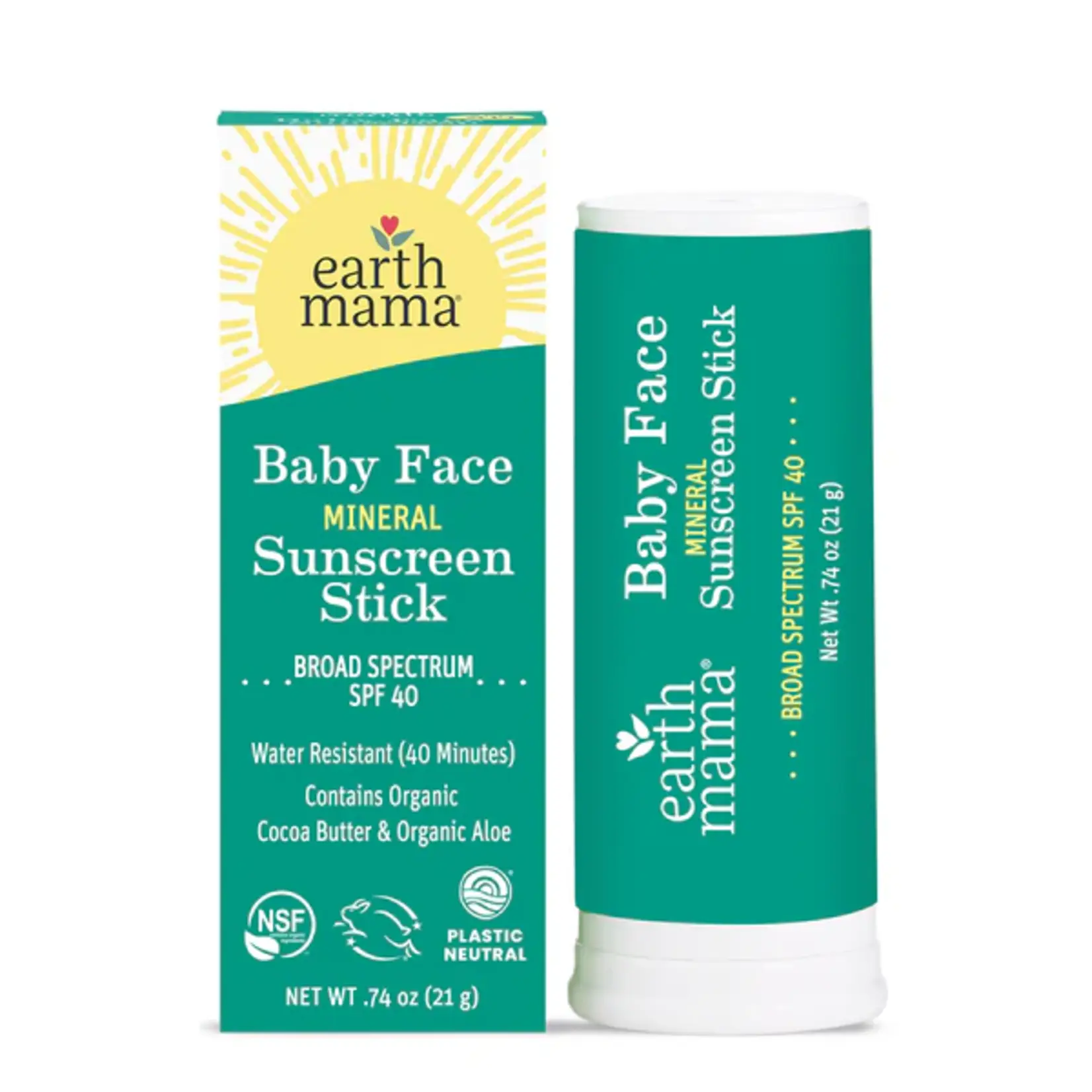 Earth Mama Organics Baby Face Mineral Sunscreen Face Stick SPF 40