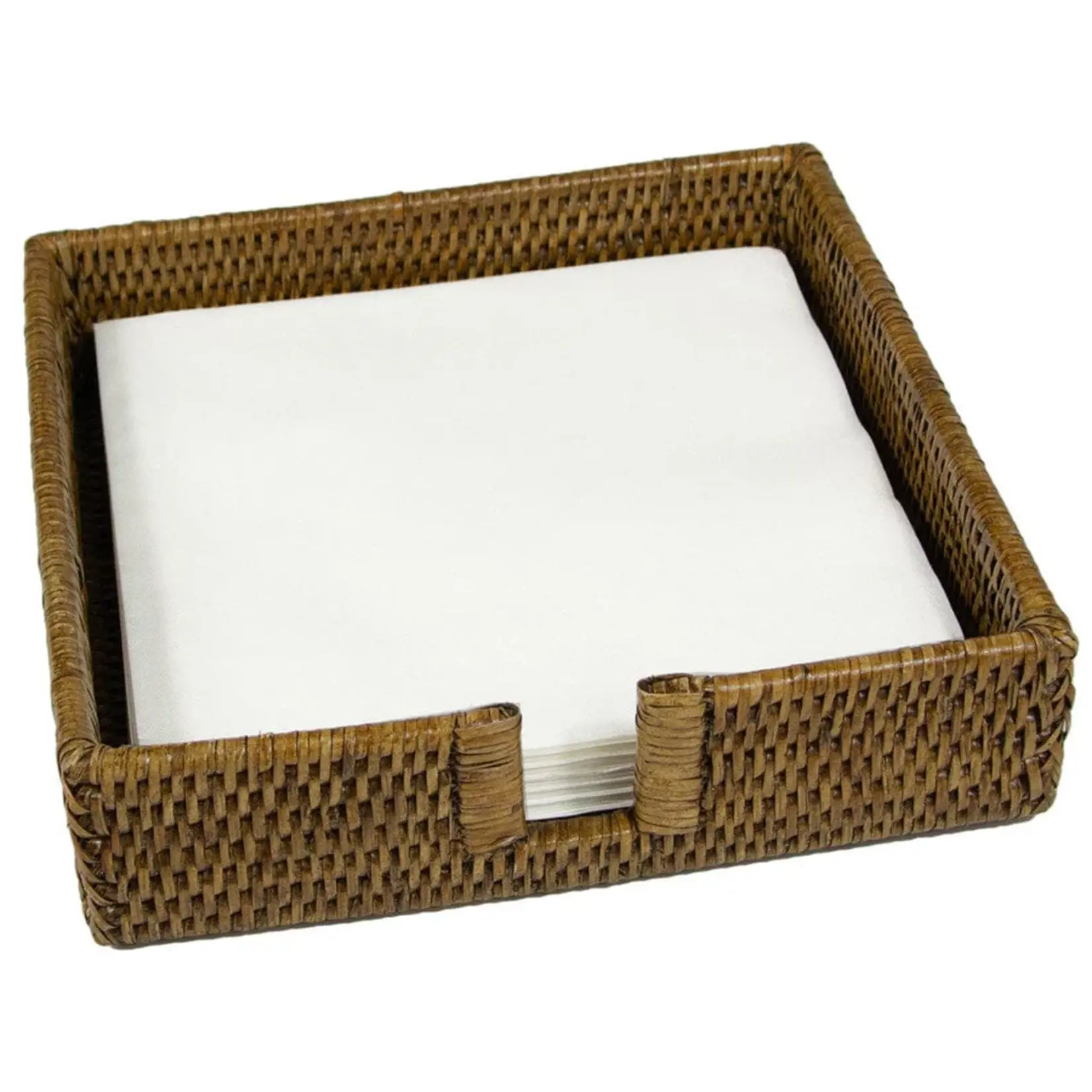 Caspari Dinner Rattan Holder-Natural Ttop Rattan Dinner Napkin Holder