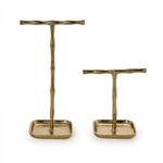 Two's Company Stand Tall Gold Bamboo Jewelry Stands with Catchall Tray 13"