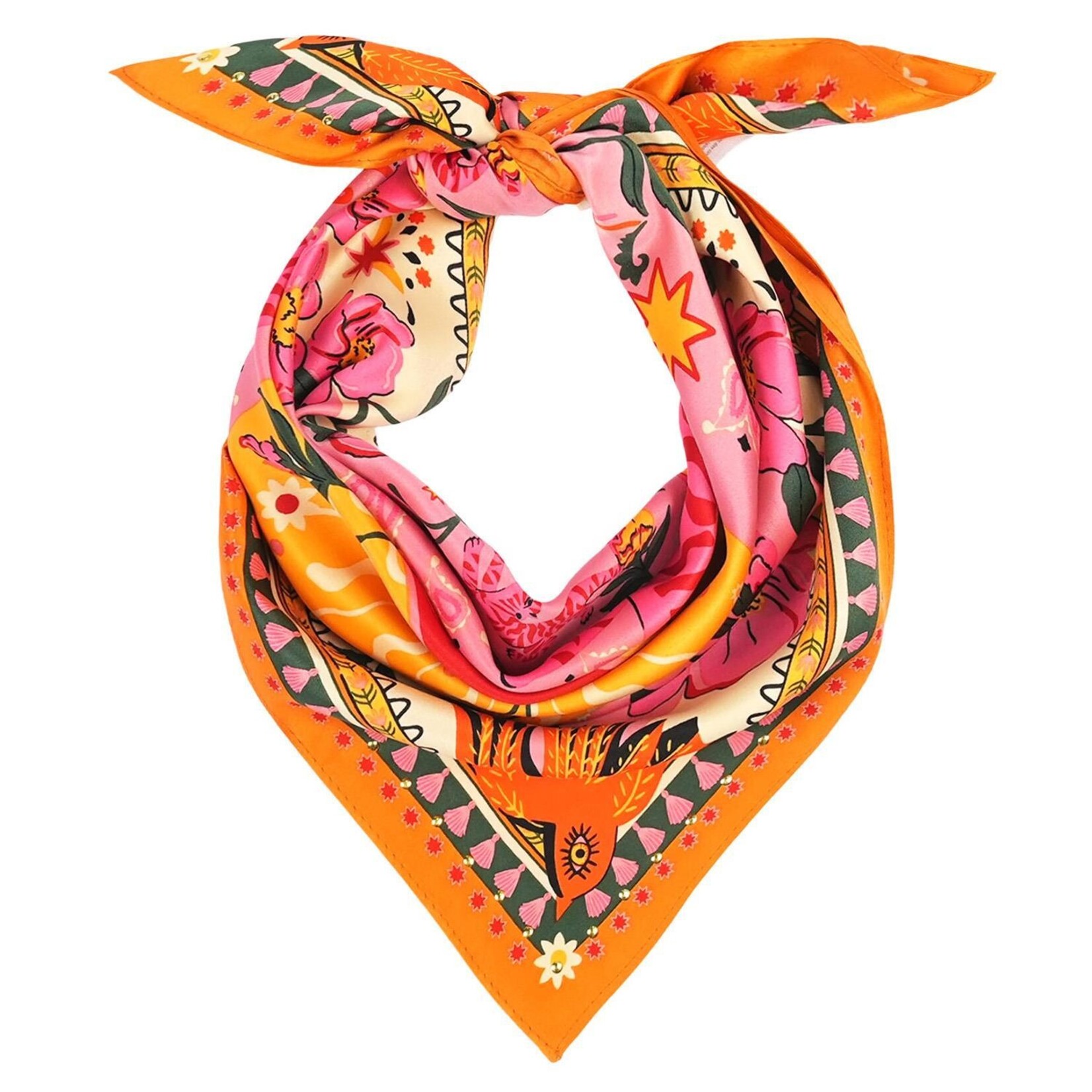 Two's Company Bandidas Rose Mini Square Scarf Designed by Wild Paris