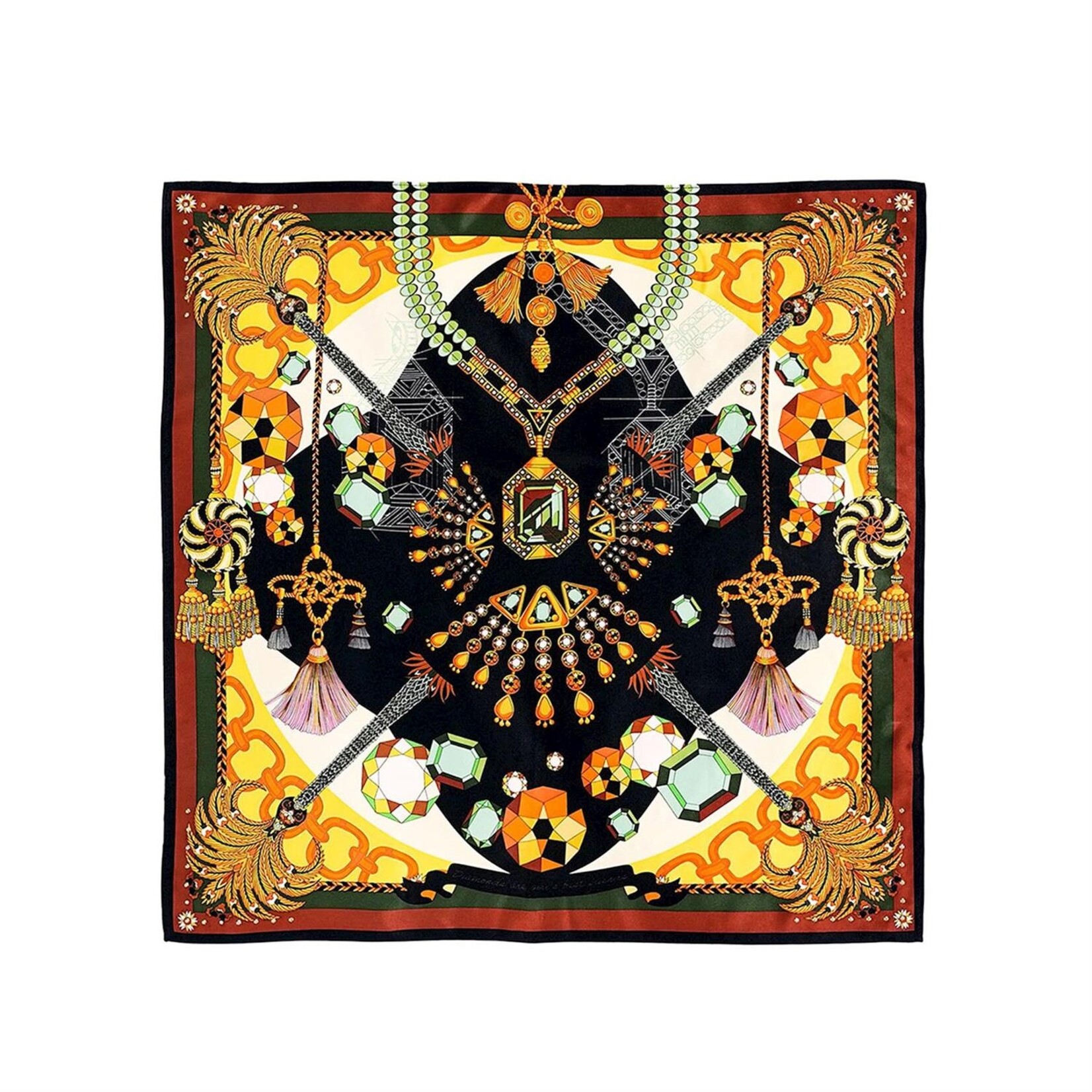 Two's Company Diamonds Noir Mini Square Scarf Designed by Wild Paris