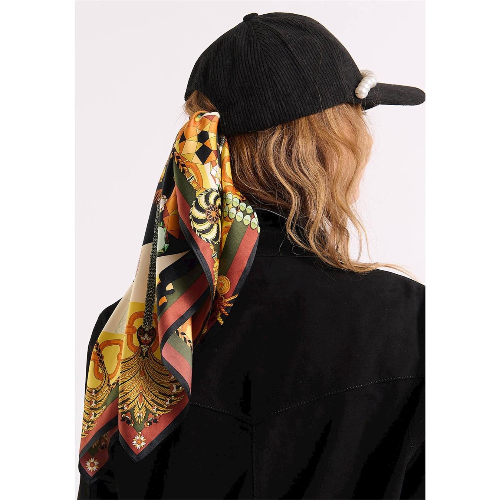 Two's Company Diamonds Noir Mini Square Scarf Designed by Wild Paris