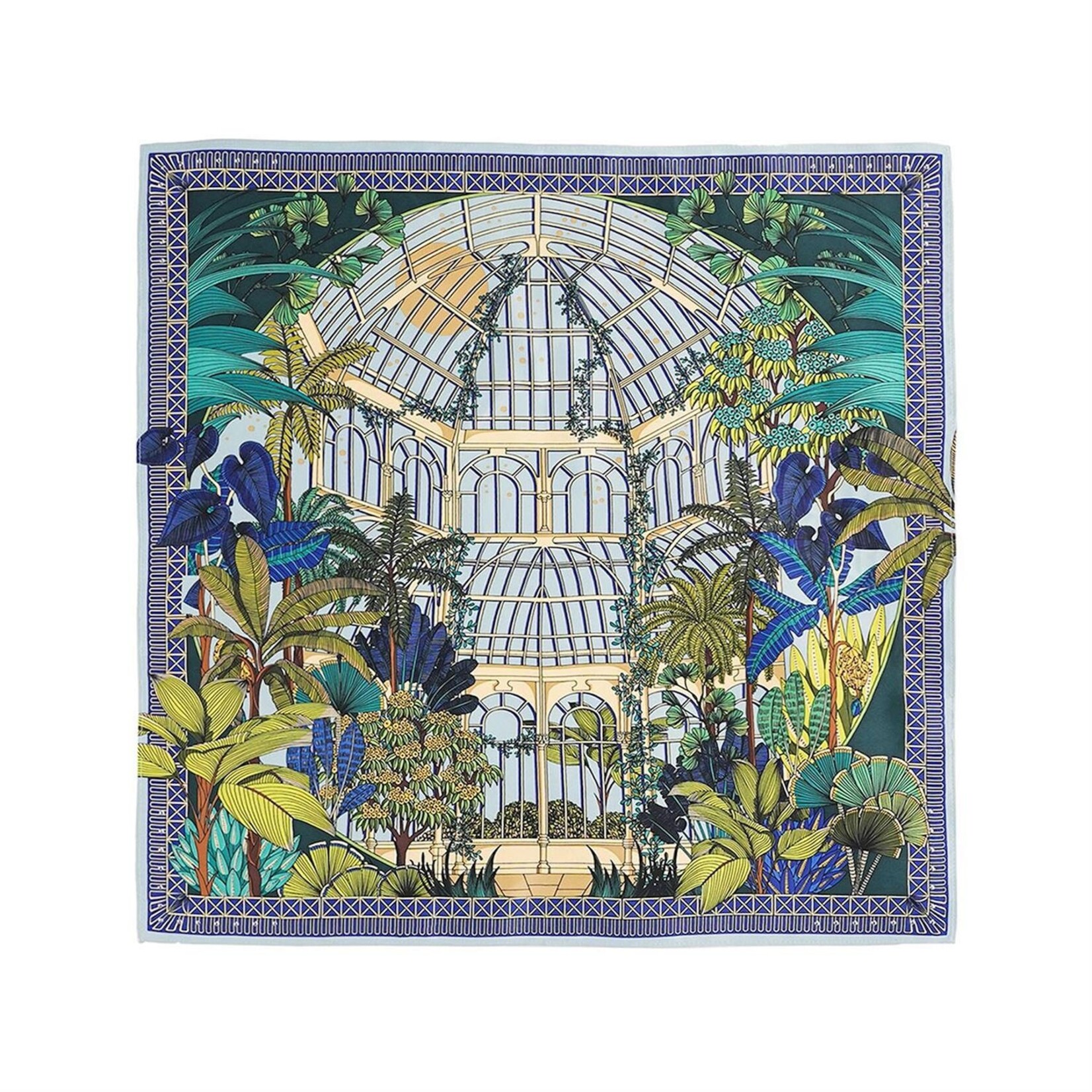Two's Company Jardin D'Hiver Blue Mini Square Scarf Designed by Wild Paris