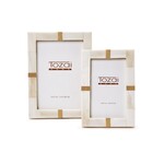 Two's Company Royale Bone and Brass Photo Frame 5x7