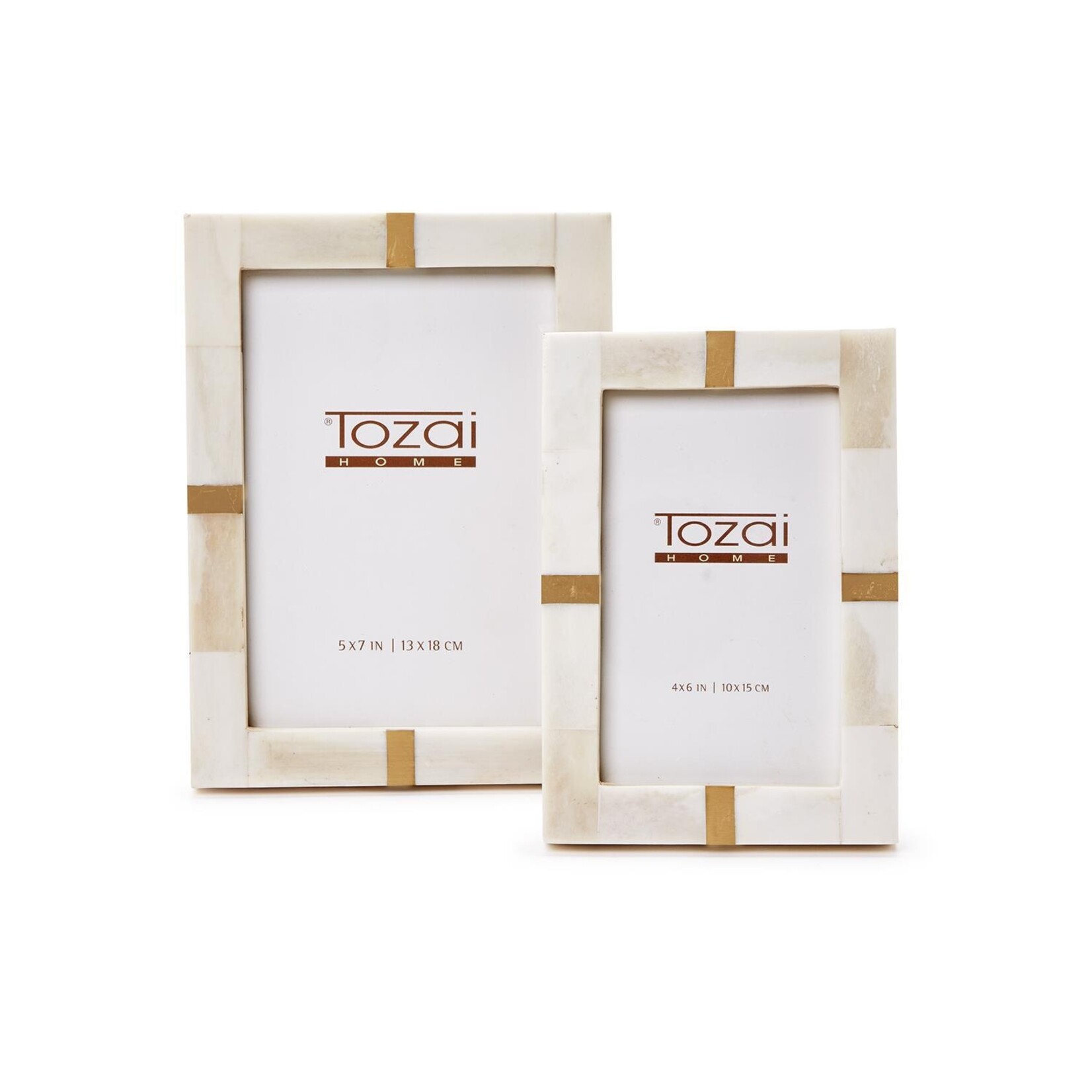 Two's Company Royale Bone and Brass Photo Frame 5x7