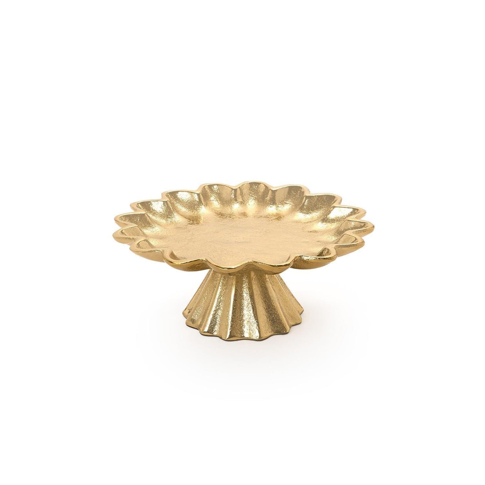 Two's Company Scalloped Edge Gold Cake Stand Small