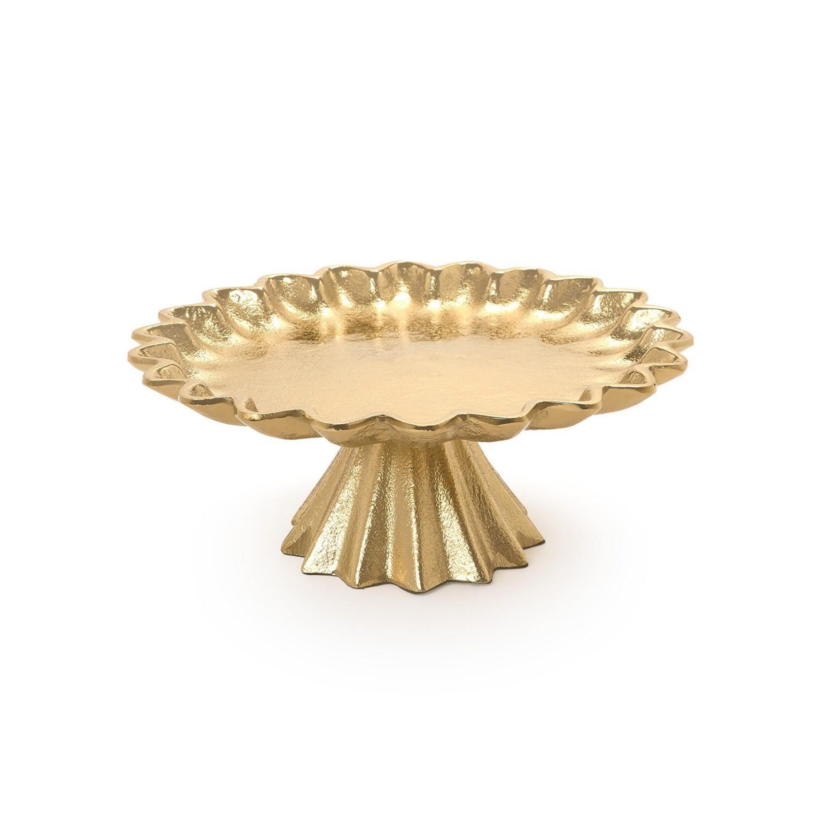 Two's Company Scalloped Edge Gold Cake Stand Medium