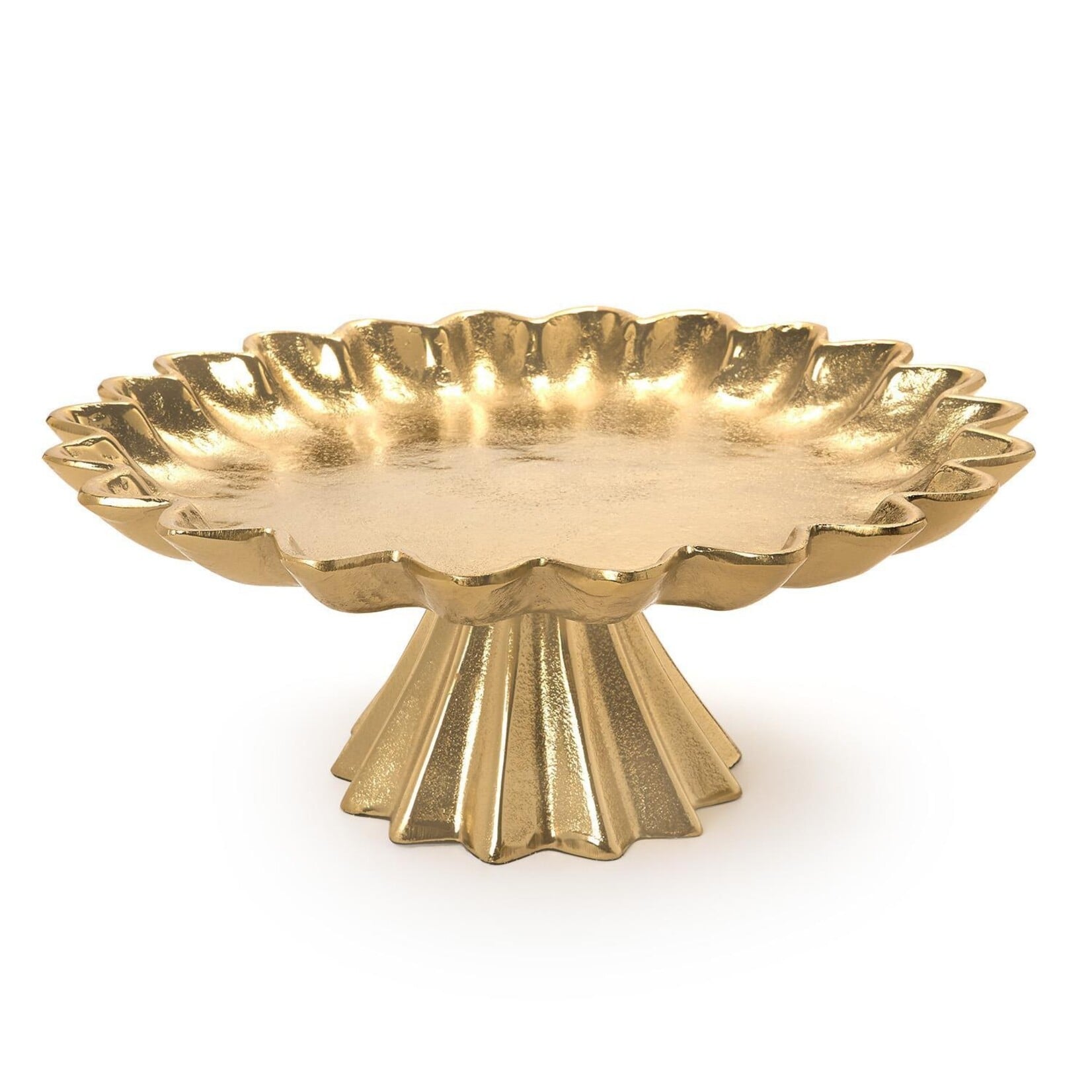 Two's Company Scalloped Edge Gold Cake Stand Large