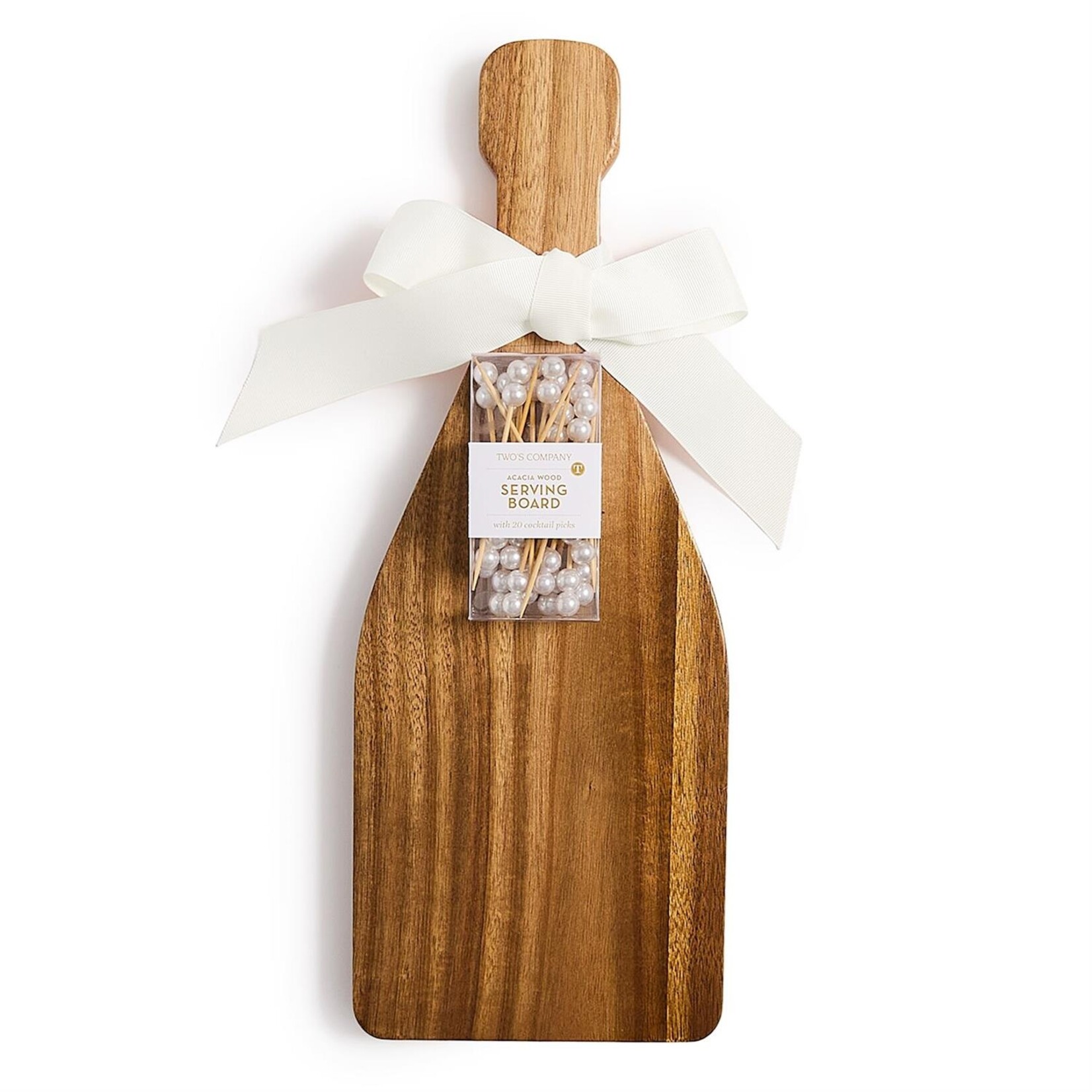 Two's Company Champagne Bottle Charcuterie / Dessert Serving Board with 20 Pearl Picks