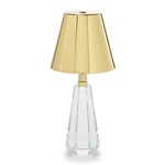 Two's Company Faceted Crystal-Style Glass LED Portable Cordless Table Lamp with Gold Metallic Shade in Gift Box