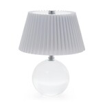 Two's Company Crystal-Style Glass LED Portable Cordless Table Lamp with White Pleated Shade