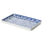 Two's Company Chinoiserie Hand-Painted Blue and White Floral Tray