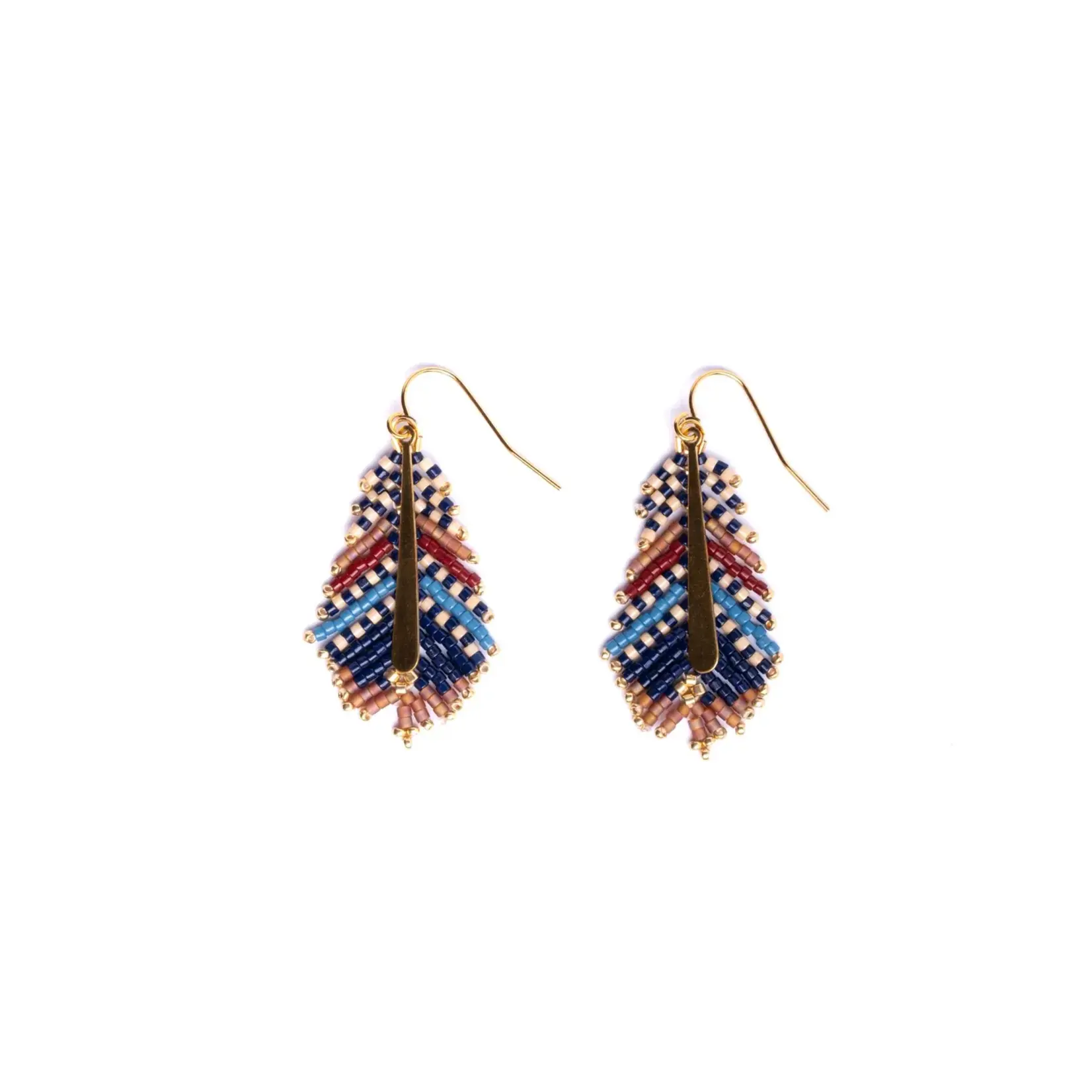 Mayana Designs Co. Gilded Feather Earrings Blue/Brown