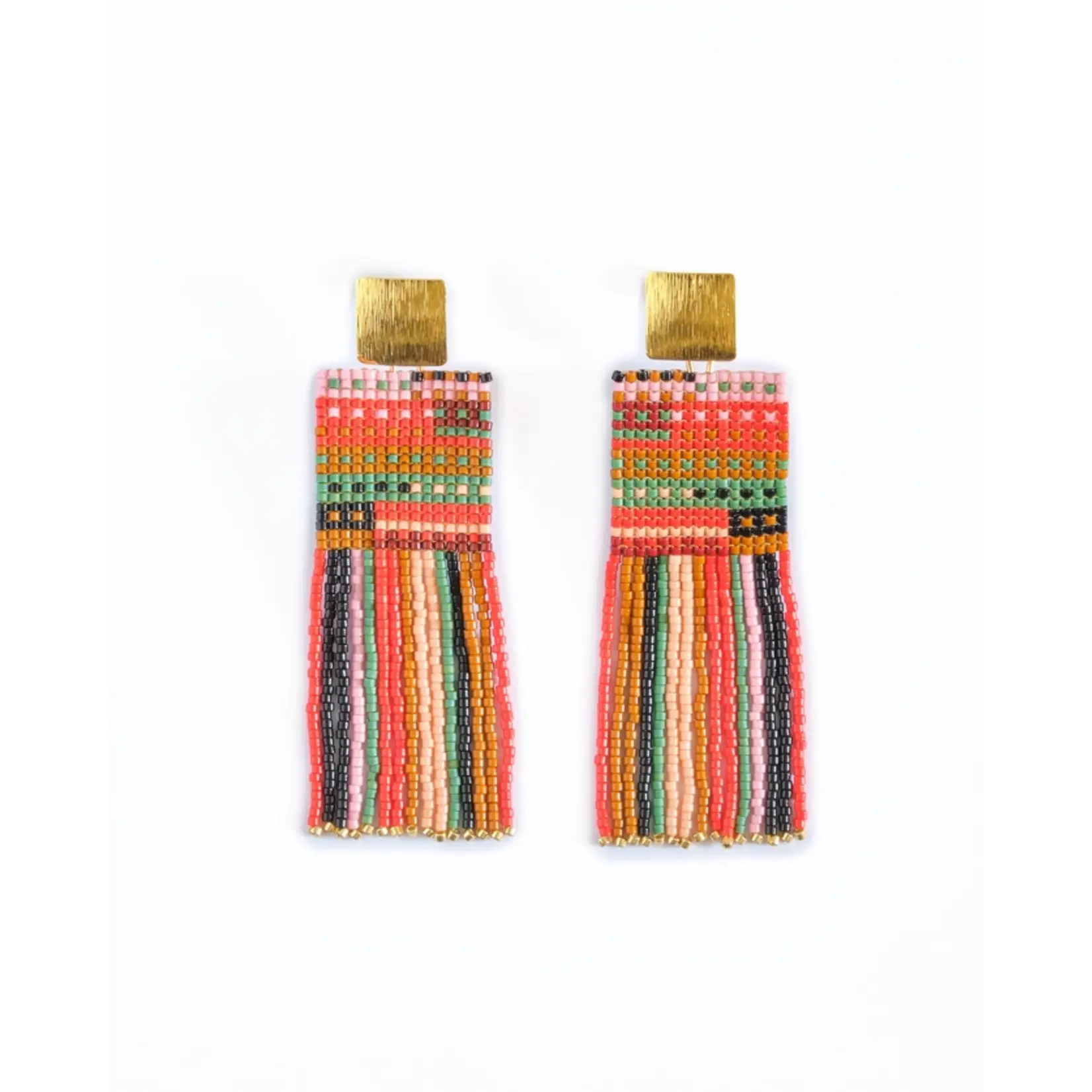 Mayana Designs Co. Striped Knit Fringe Earrings Sweet Escape