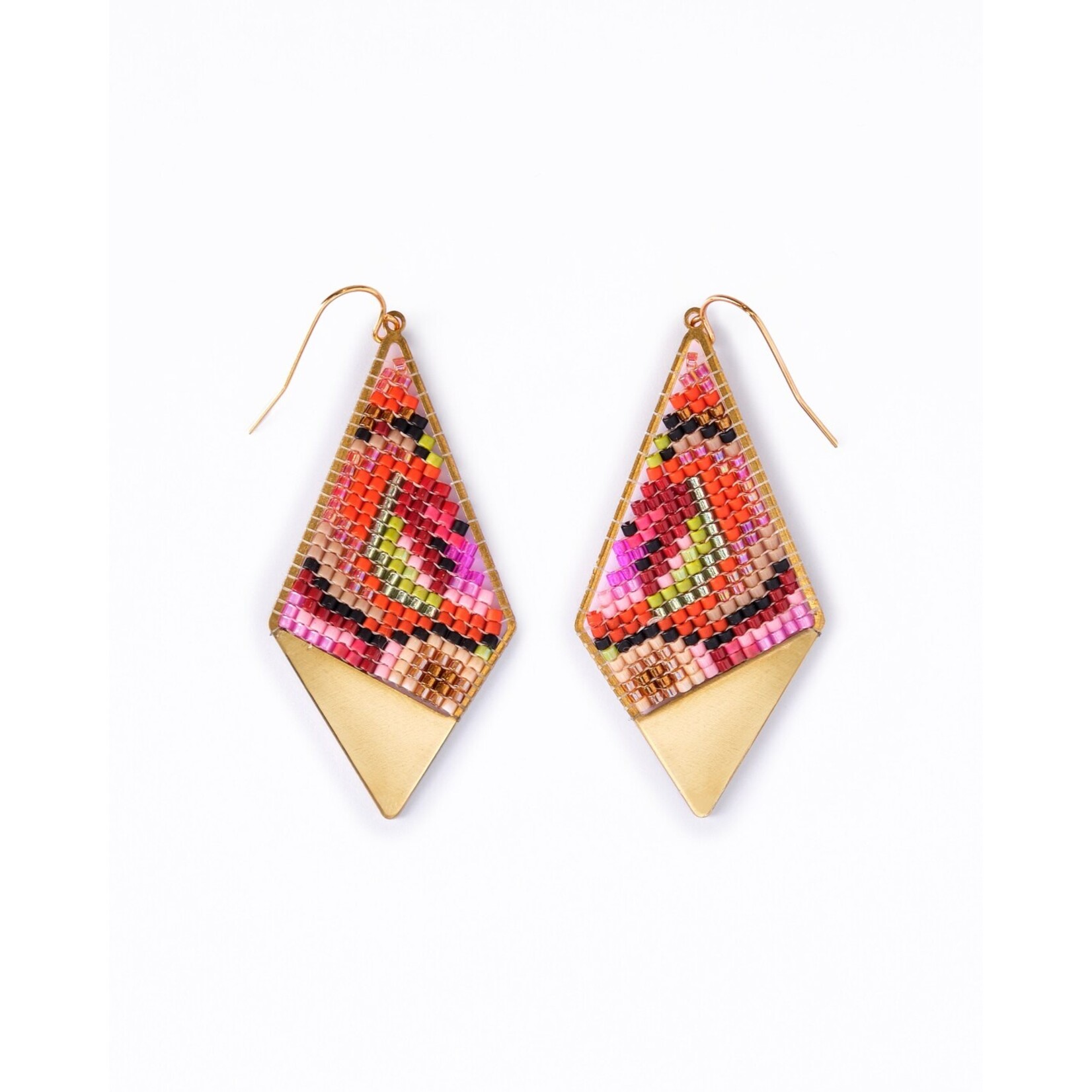 Mayana Designs Co. Kaleidoscope Kite Earrings Pink/Orange