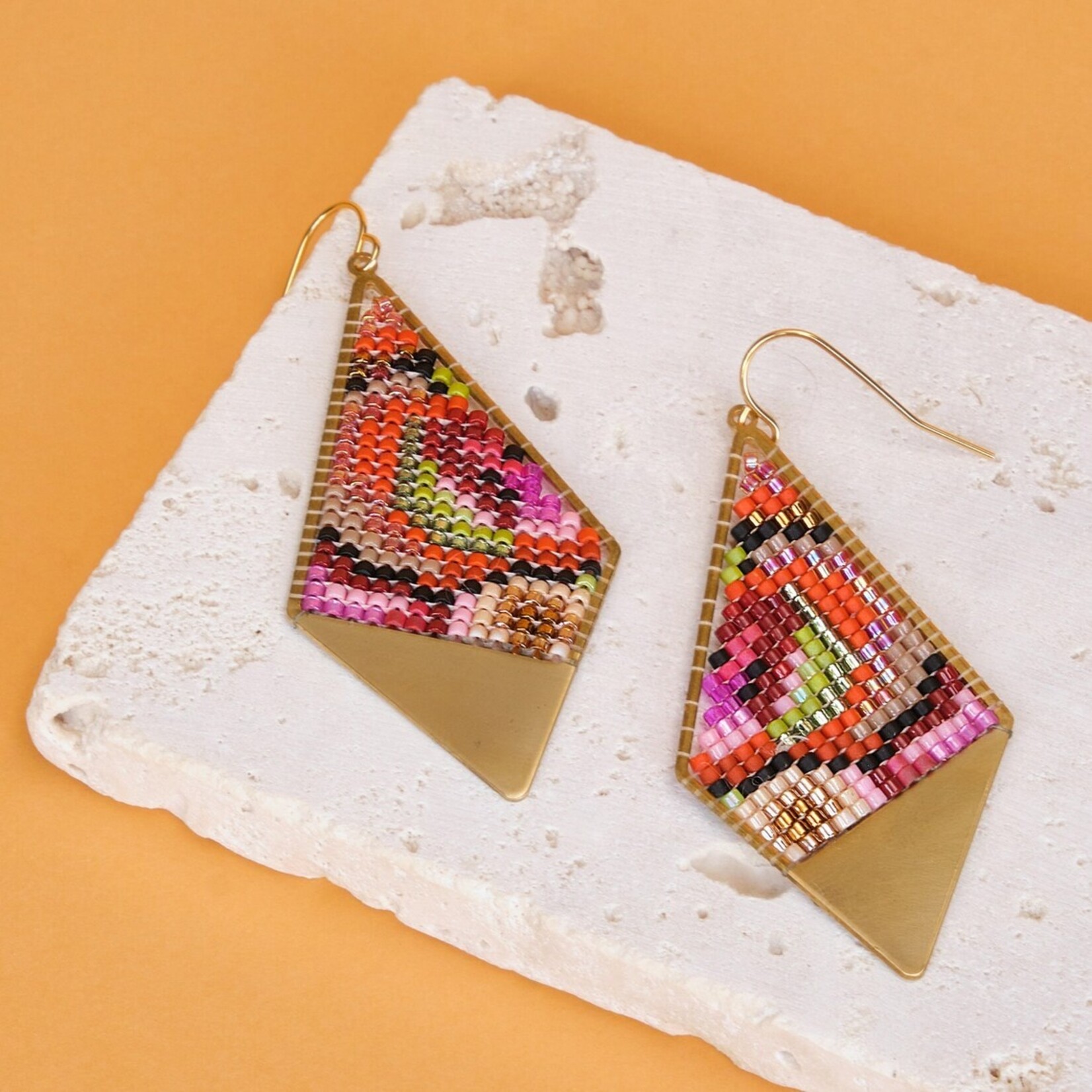Mayana Designs Co. Kaleidoscope Kite Earrings Pink/Orange
