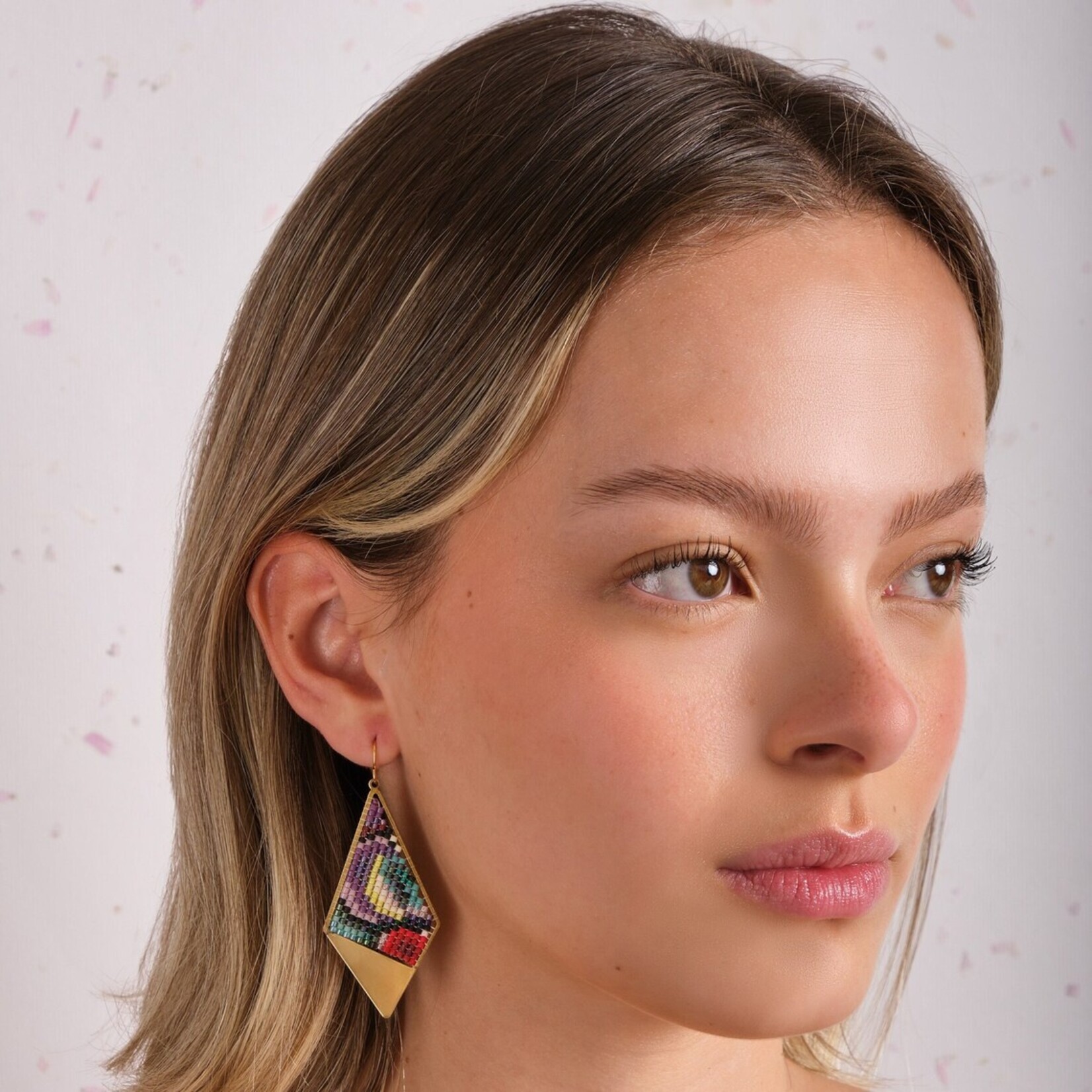 Mayana Designs Co. Kaleidoscope Kite Earrings Pink/Orange