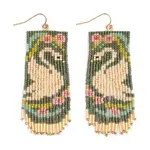 Mayana Designs Co. Swan Fringe Earrings Green