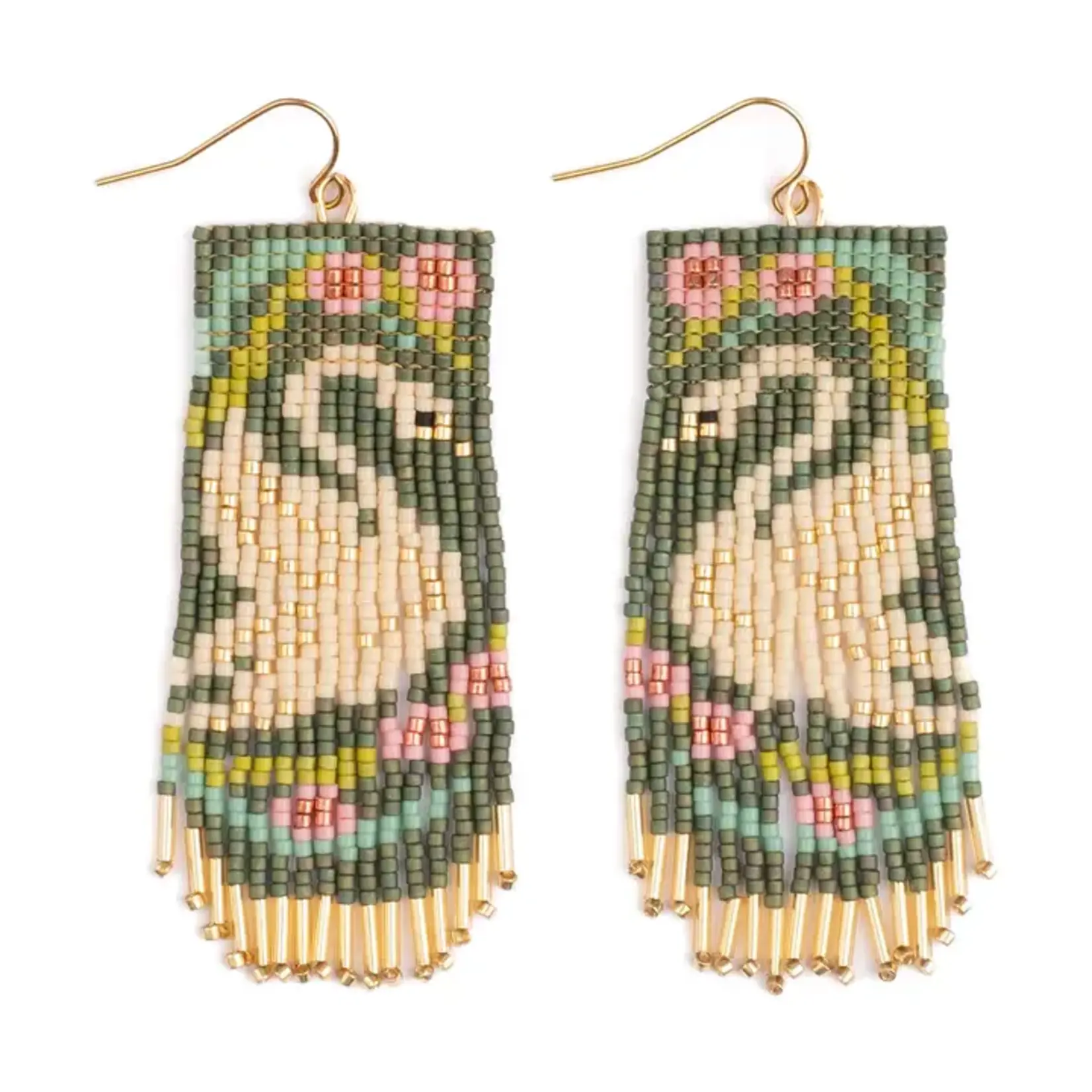 Mayana Designs Co. Swan Fringe Earrings Green
