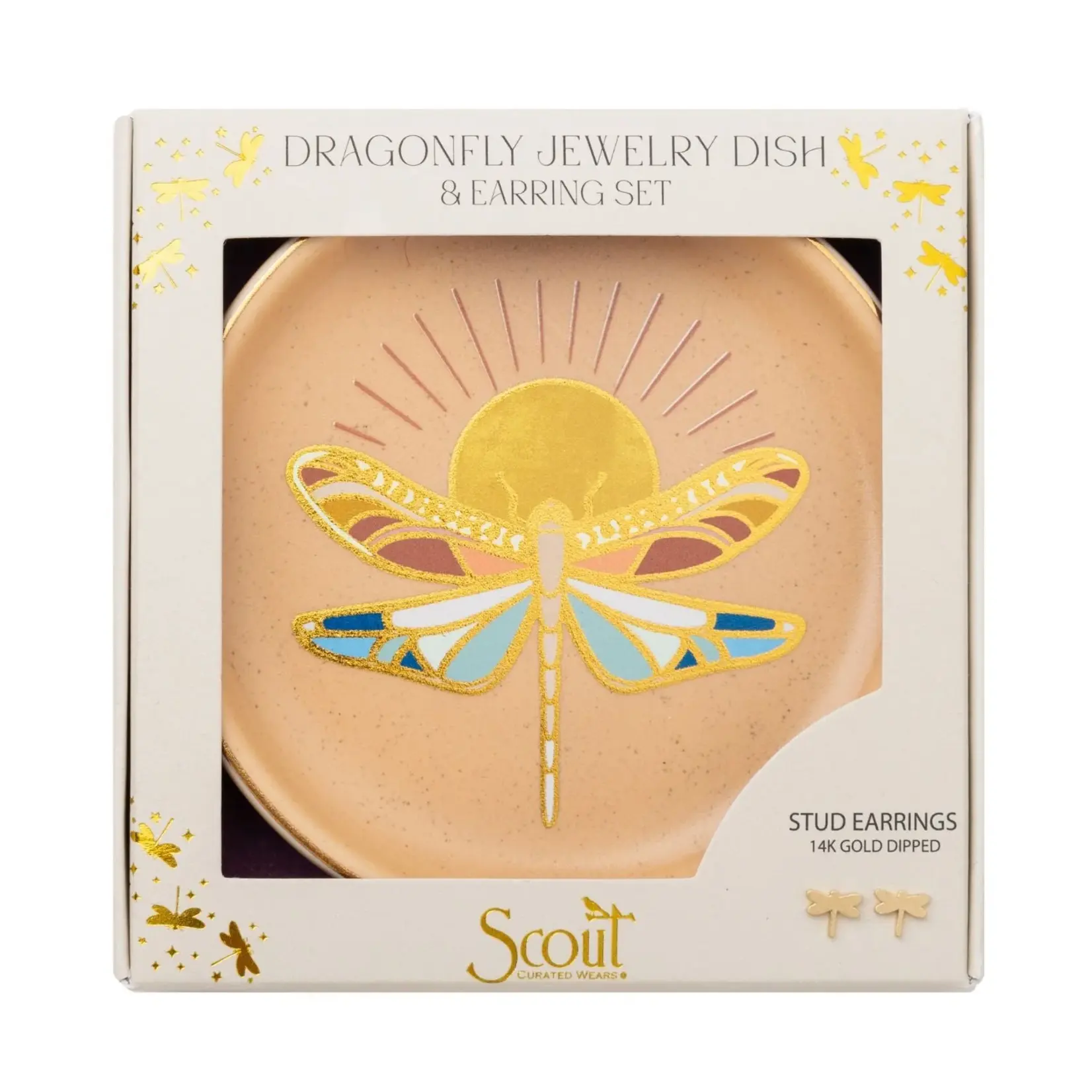 Scout Jewerly Jewelry Dish & Stud Earring Set Dragonfly/Terrac