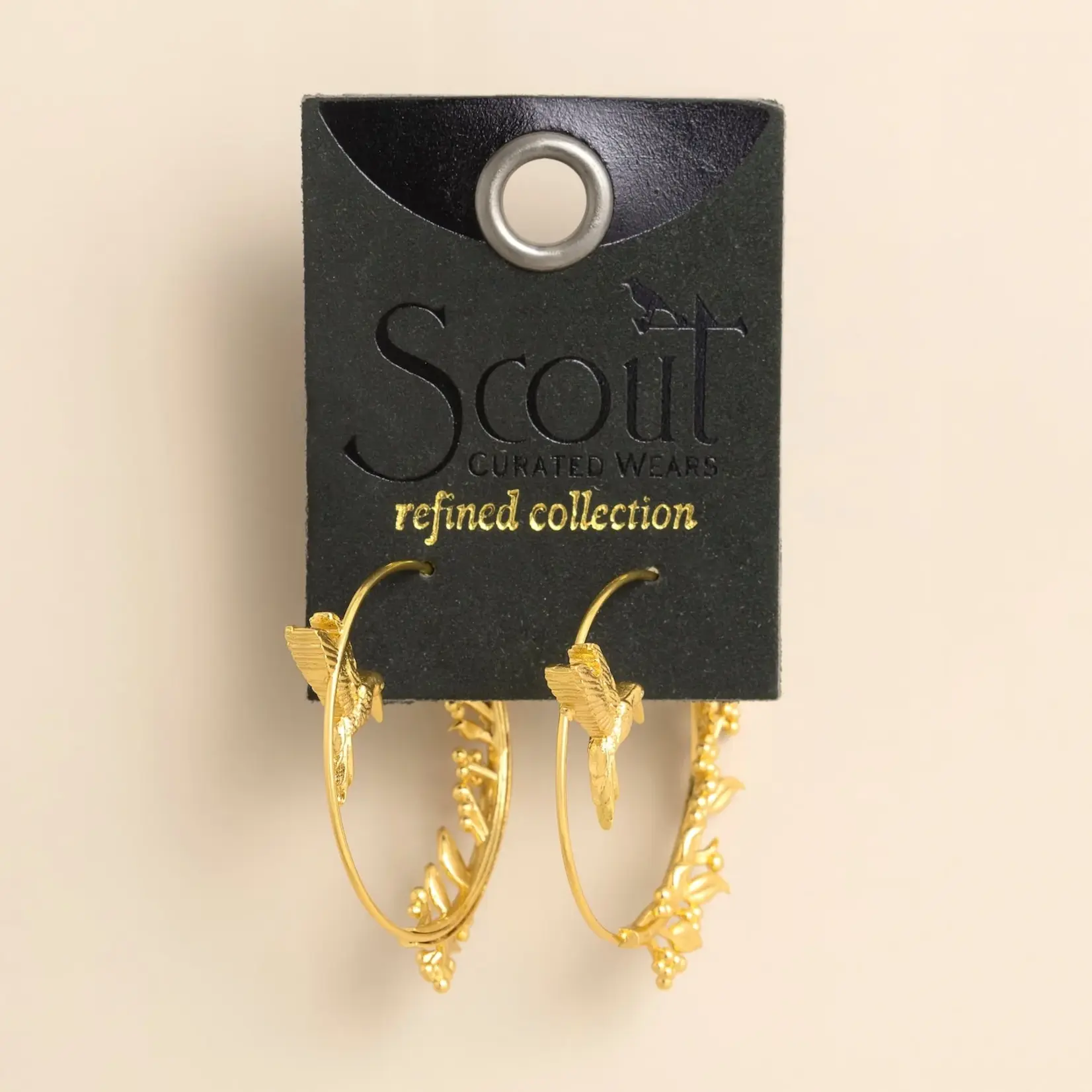 Scout Jewerly Refined Icon Earring Hummingbird Hoop/Gold