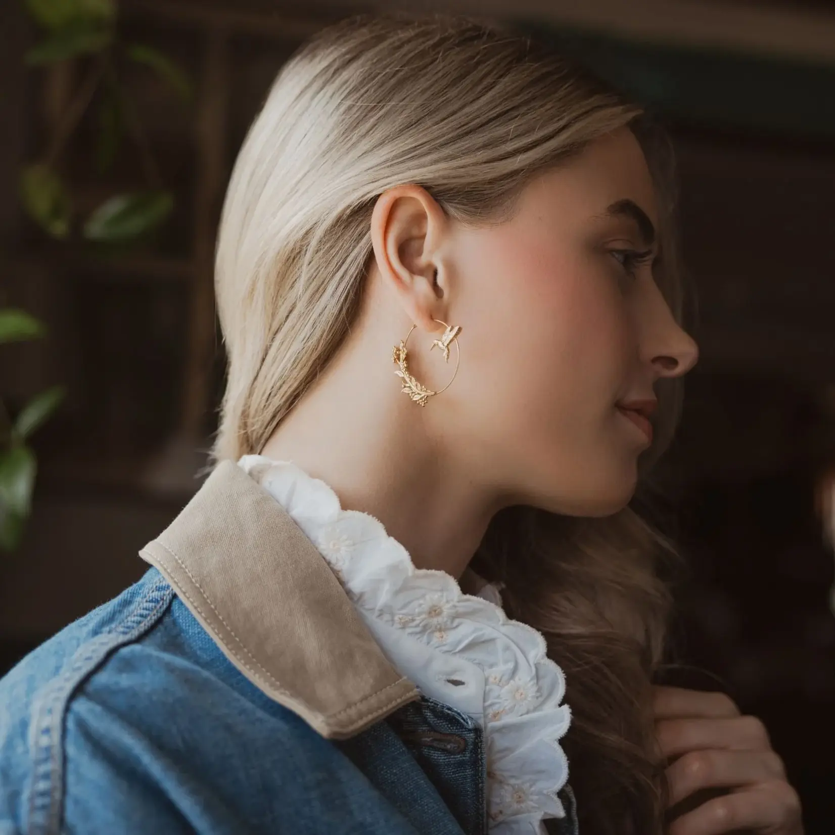 Scout Jewerly Refined Icon Earring Hummingbird Hoop/Silver