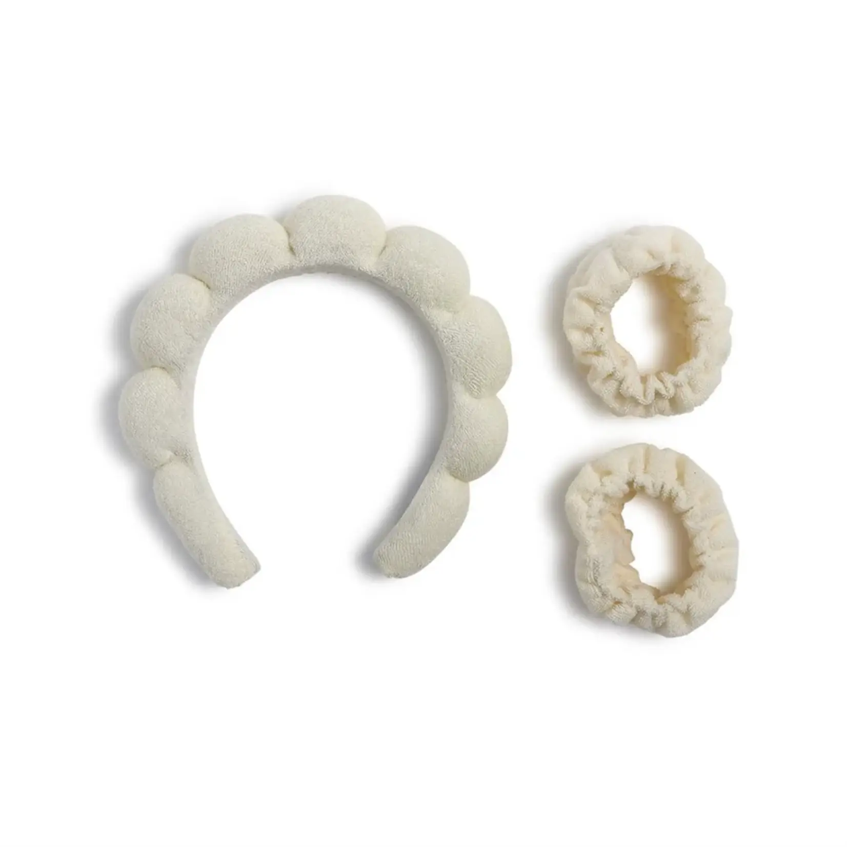 Two's Company Prep and Glow Spa Bubble Headband and Wristband Set White