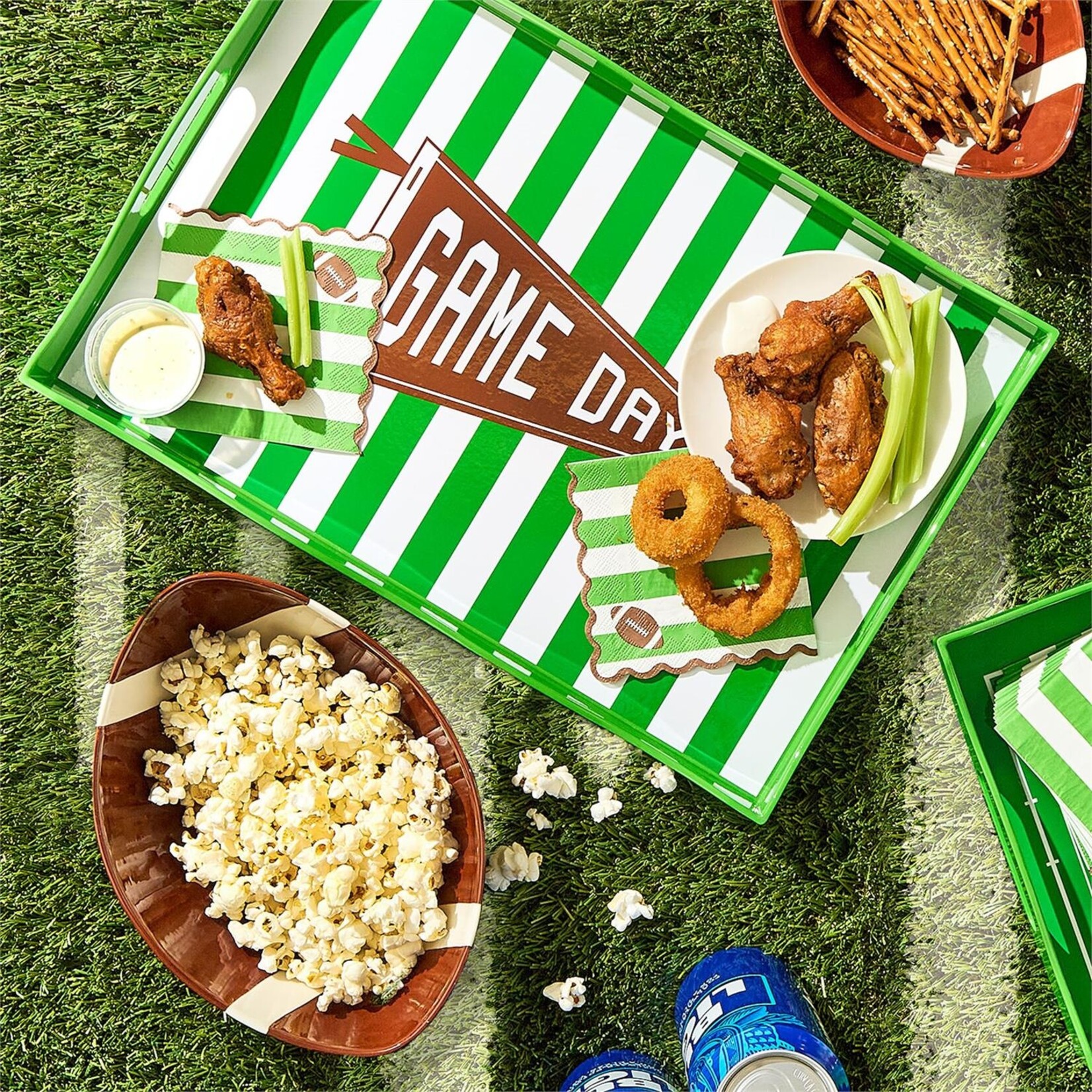 Two's Company Football Field Decorative Tray Large