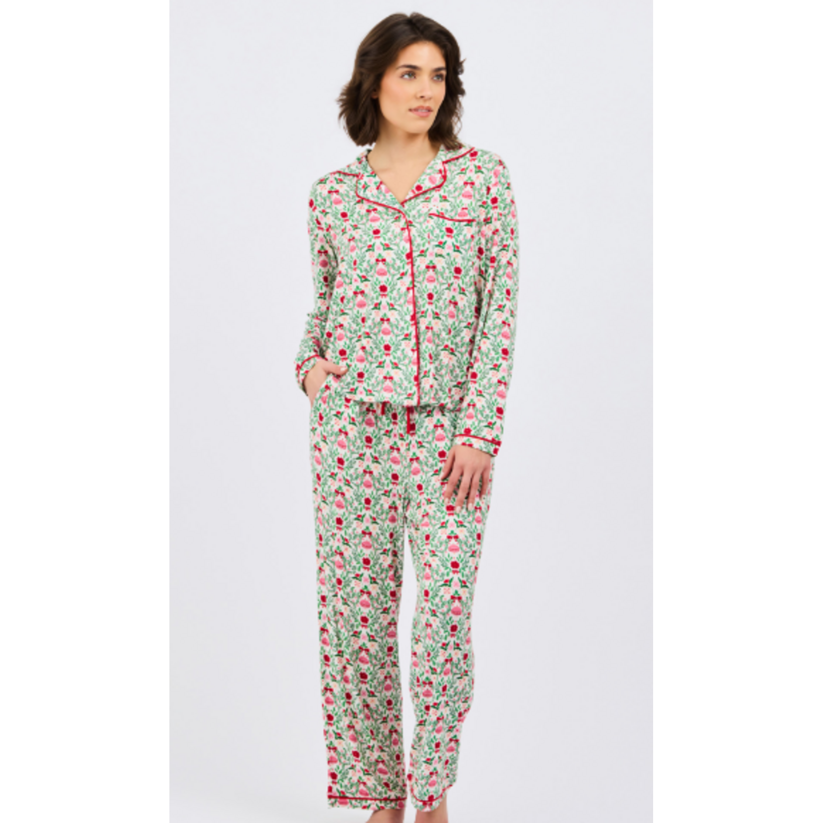Mary Square Charlotte PJ Trimmed With Joy  Long Sleeve Long Pant