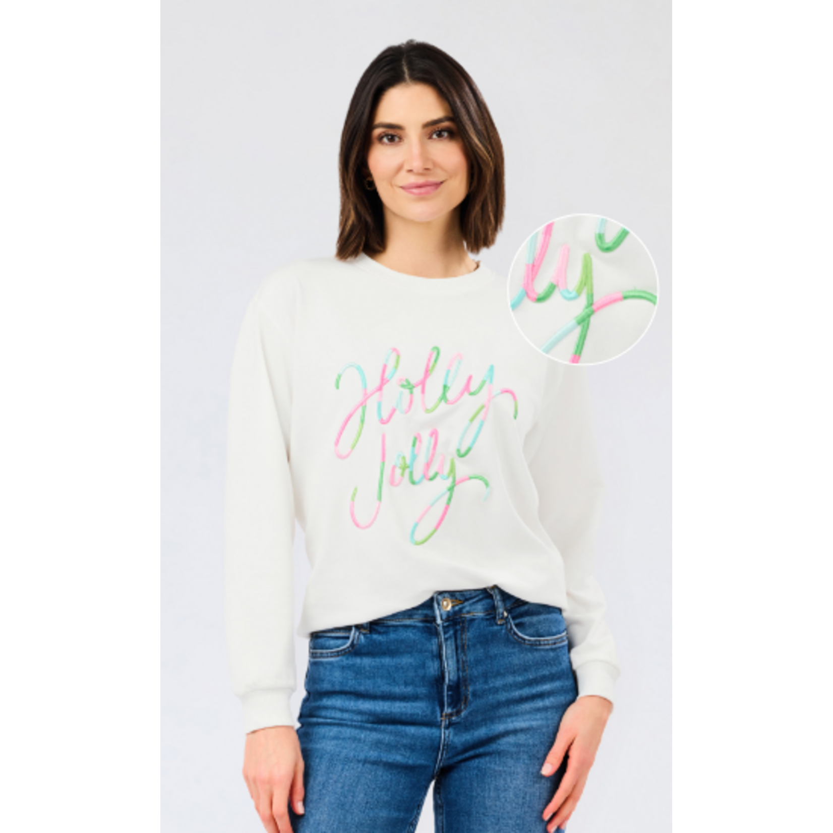 Mary Square Brooke Sweatshirt Holly Jolly Corded