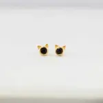 Kris Nations Black Crystal Cat Stud Earrings