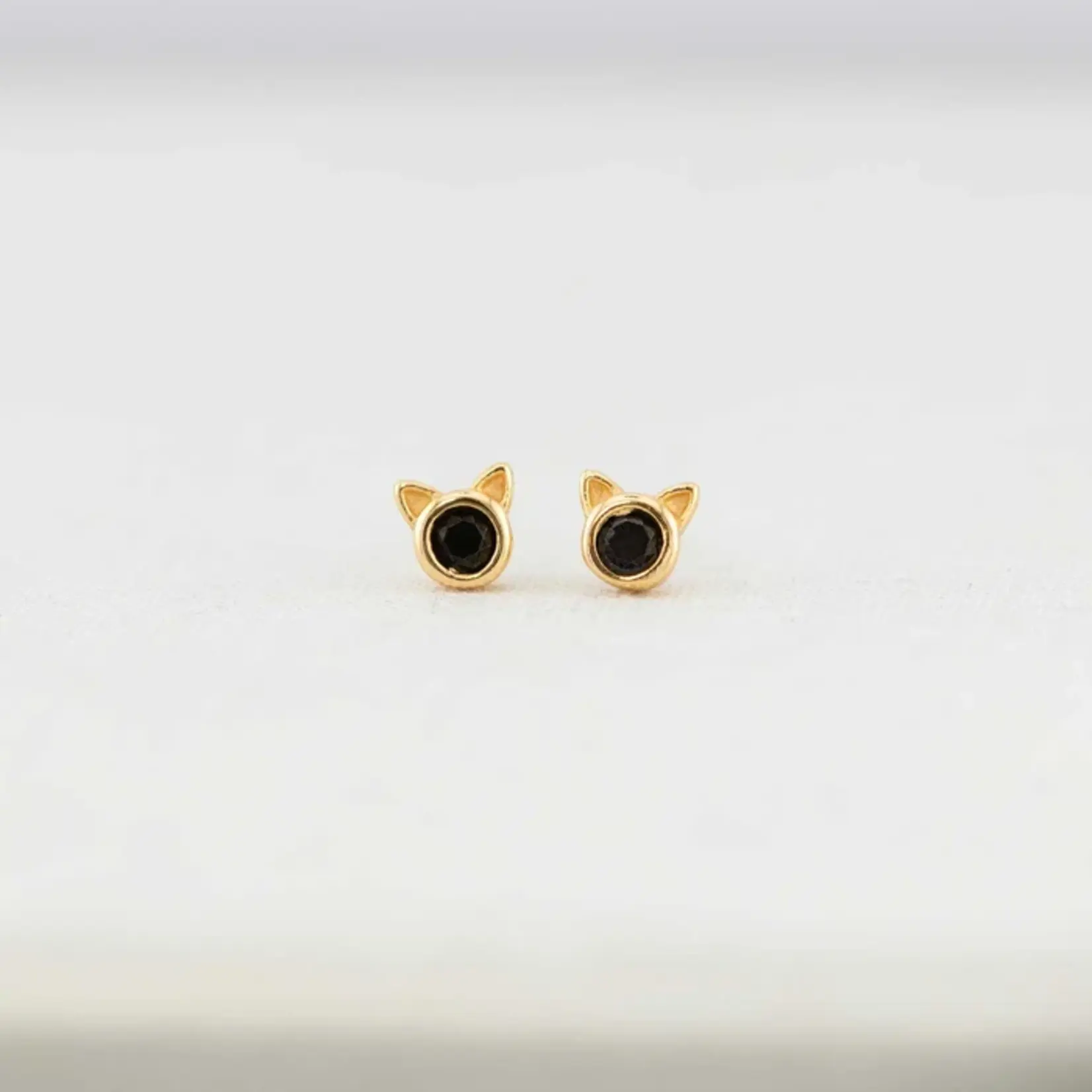 Kris Nations Black Crystal Cat Stud Earrings