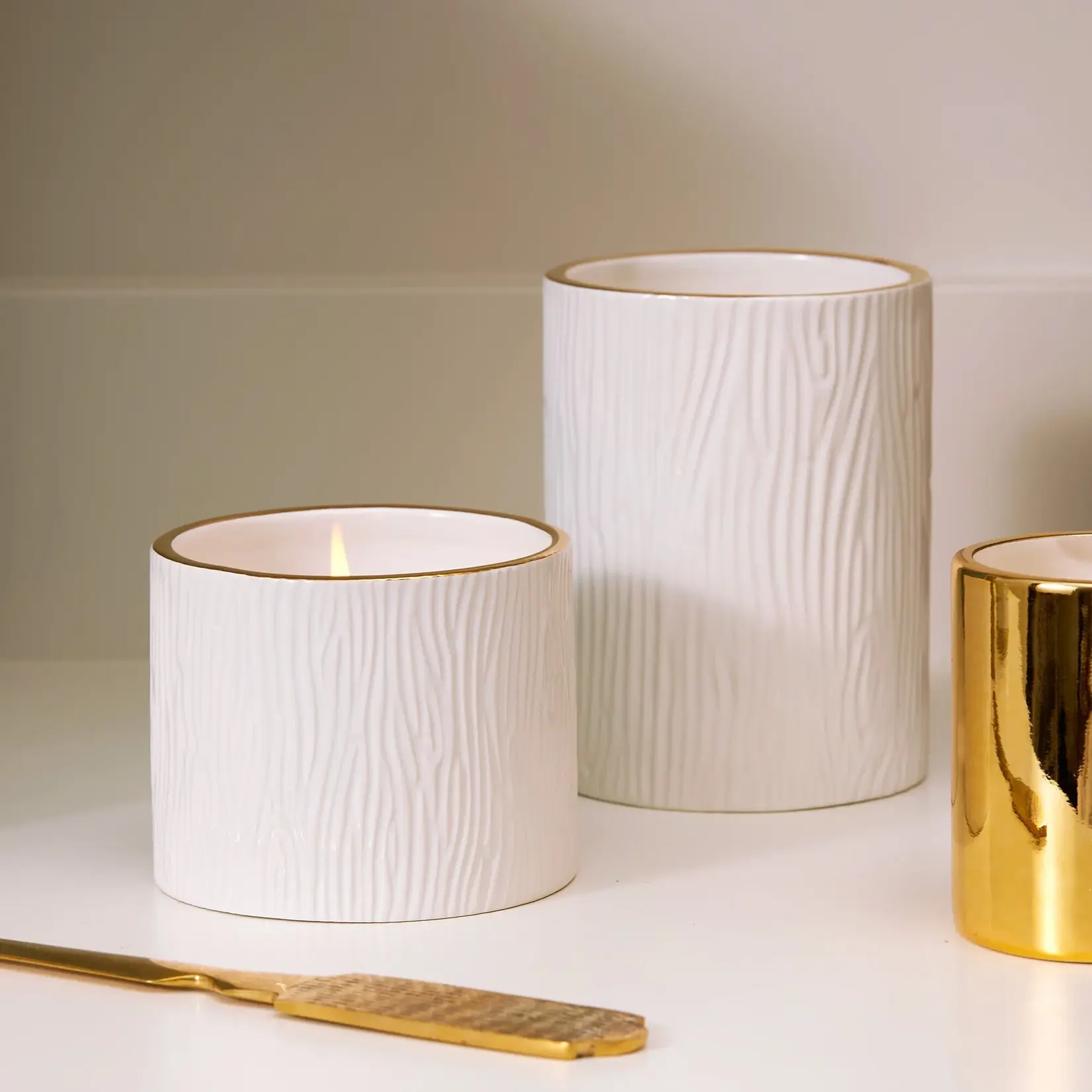 Thymes Frasier Fir Gilded Ceramic Poured Candle Medium