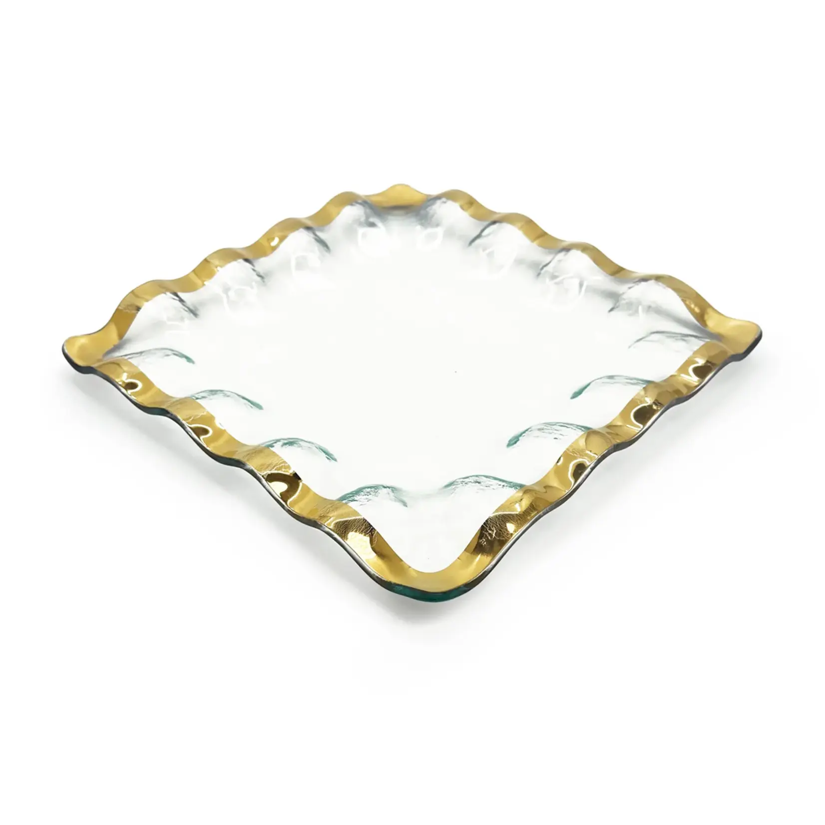 Annieglass Ruffle Square Server Gold 11.5"