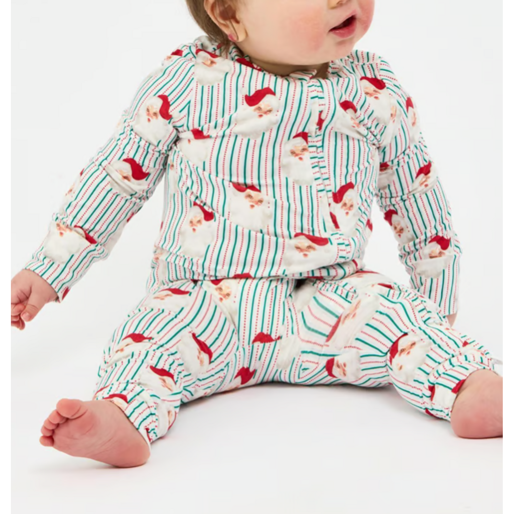 Mary Square Baby Onsie PJ Santa Baby Stripes