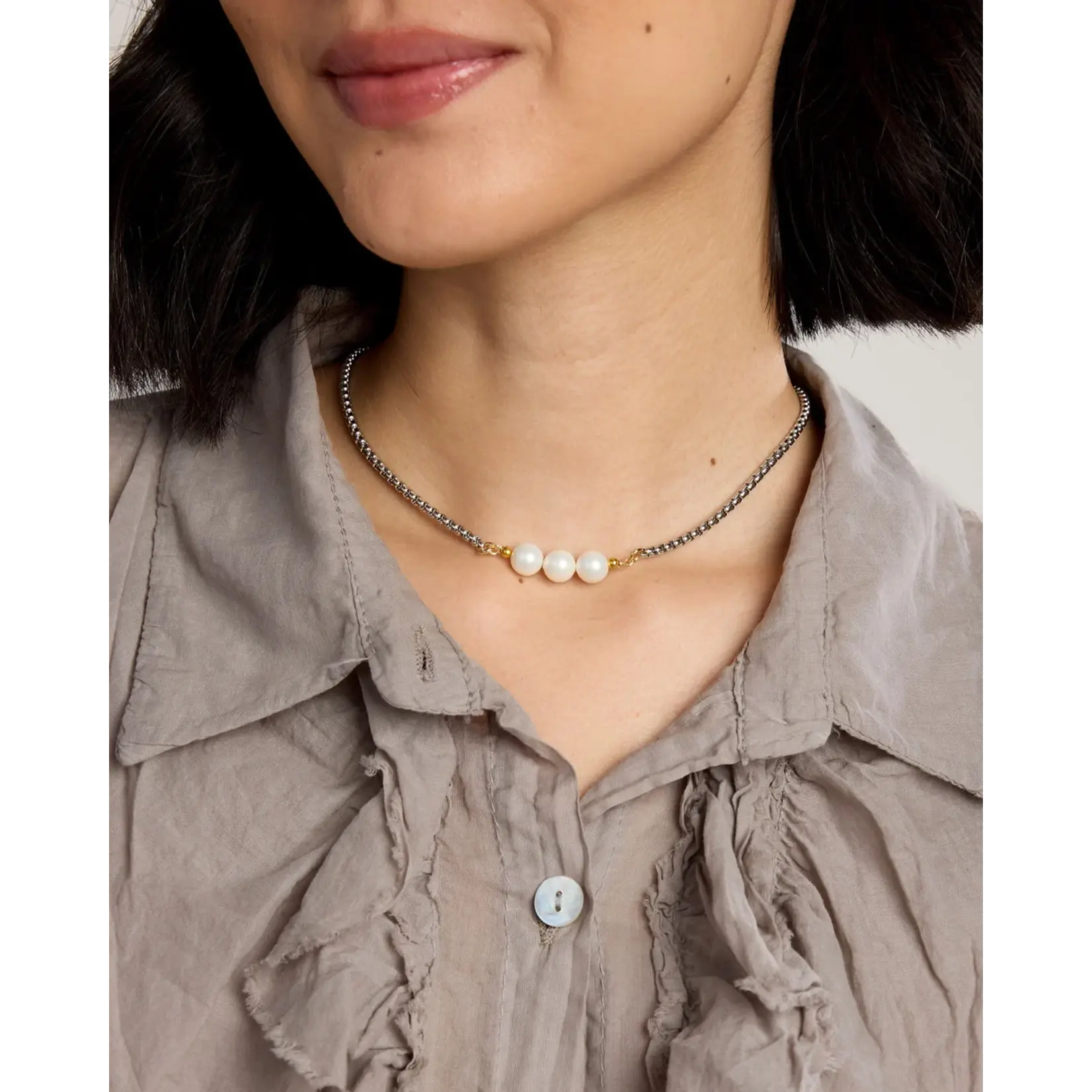 Cobblestone Shelby Necklace 3 Pearl