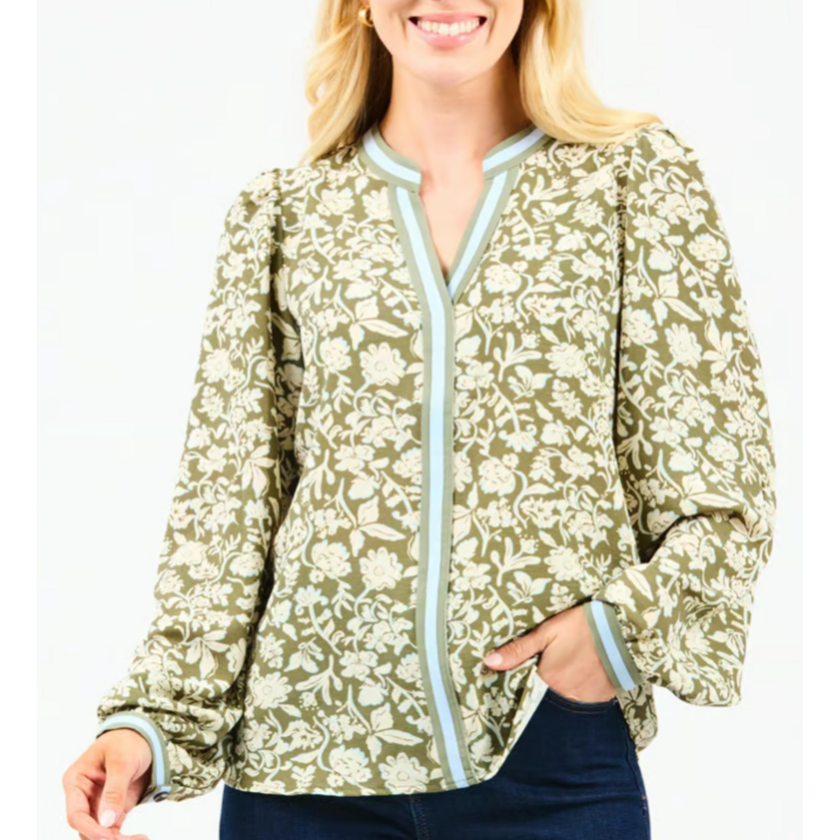 Mary Square Top Naomi Painted Trillium Olive