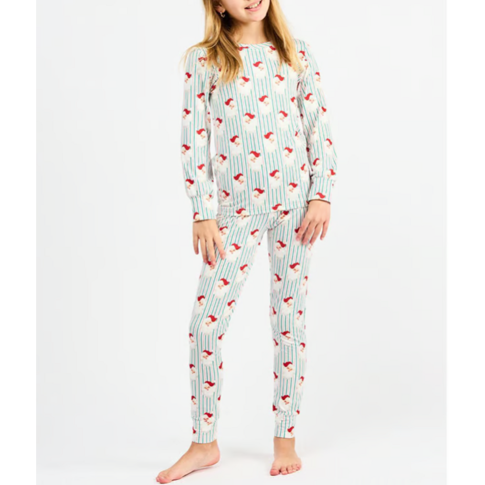 Mary Square Annie Kids PJ Set Santa Baby Stripe