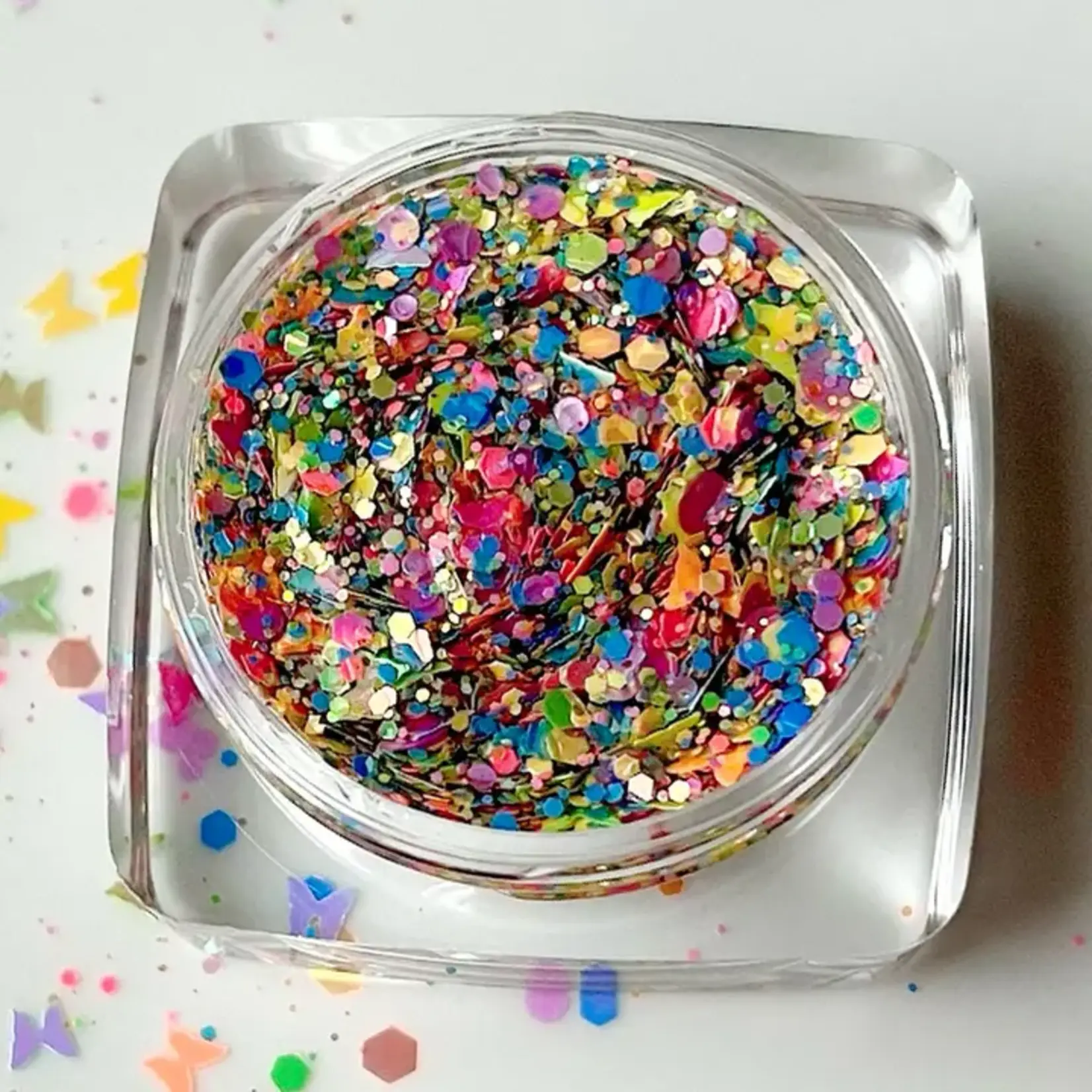 Nola Glitter Goddess Butterfly Rainbow Rave Girl Face and Body Glitter