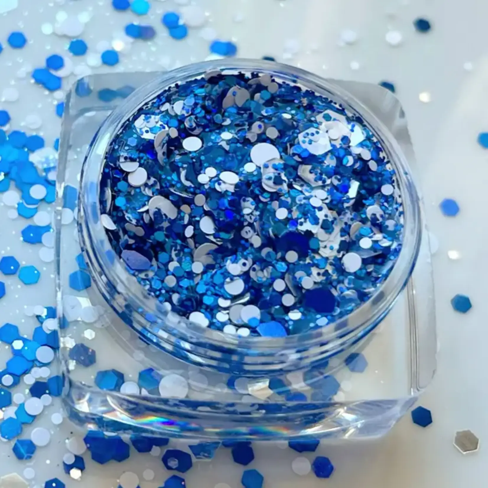 Nola Glitter Goddess Blue White and Silver Face and Body Glitter Gel