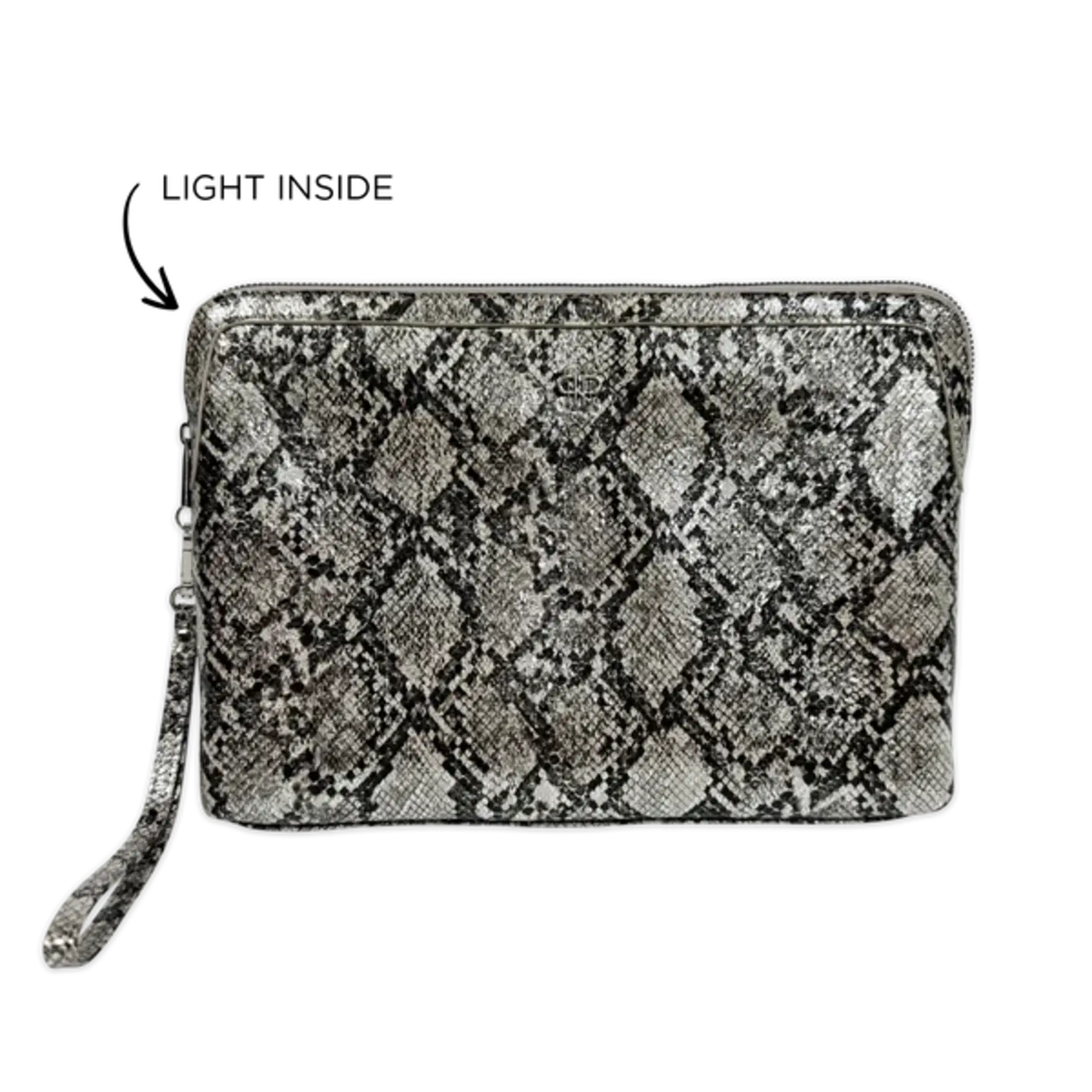 PurseN Litt Makeup Case Silver Python