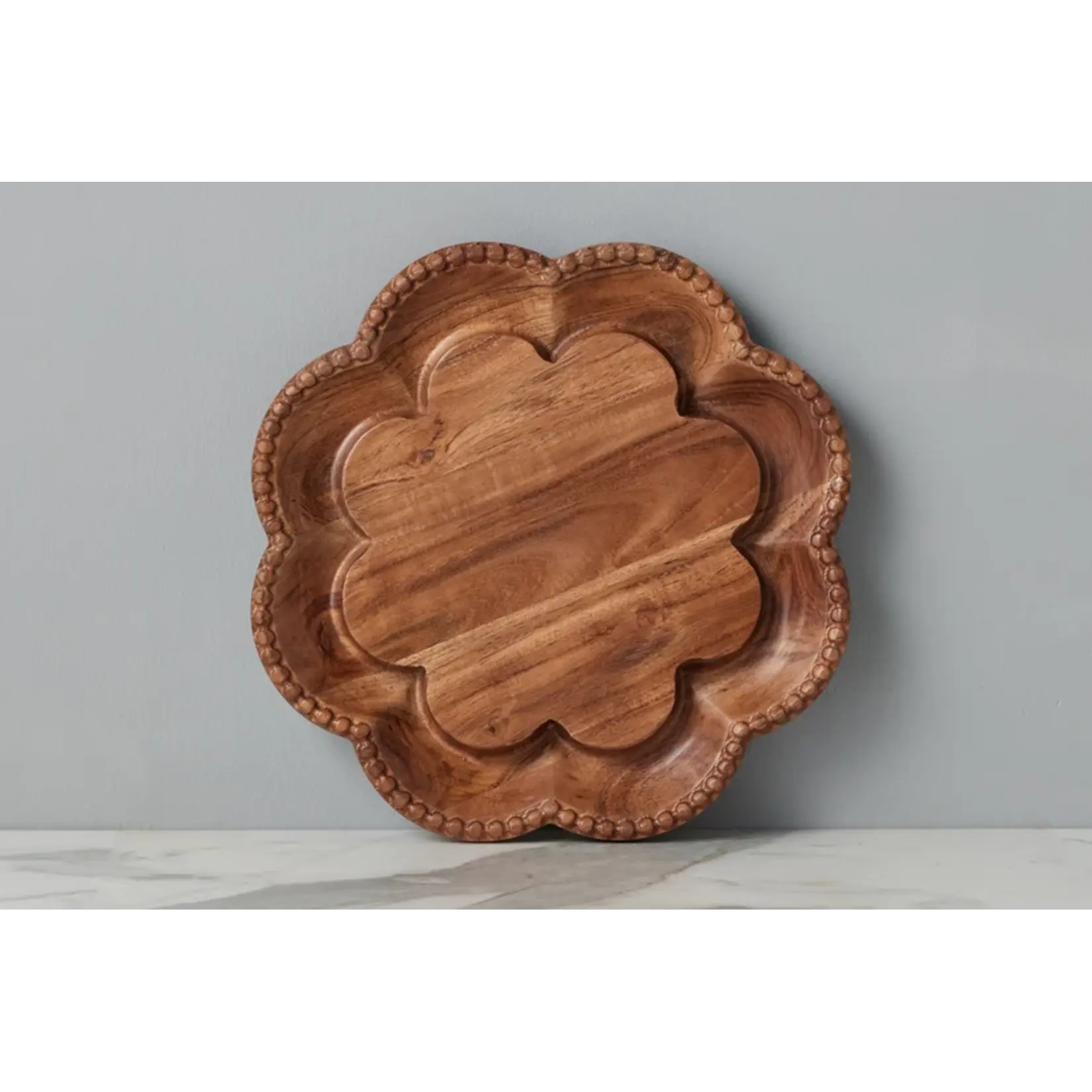 Etu Home Vintage English Bread Board, Scalloped Lazy Susan