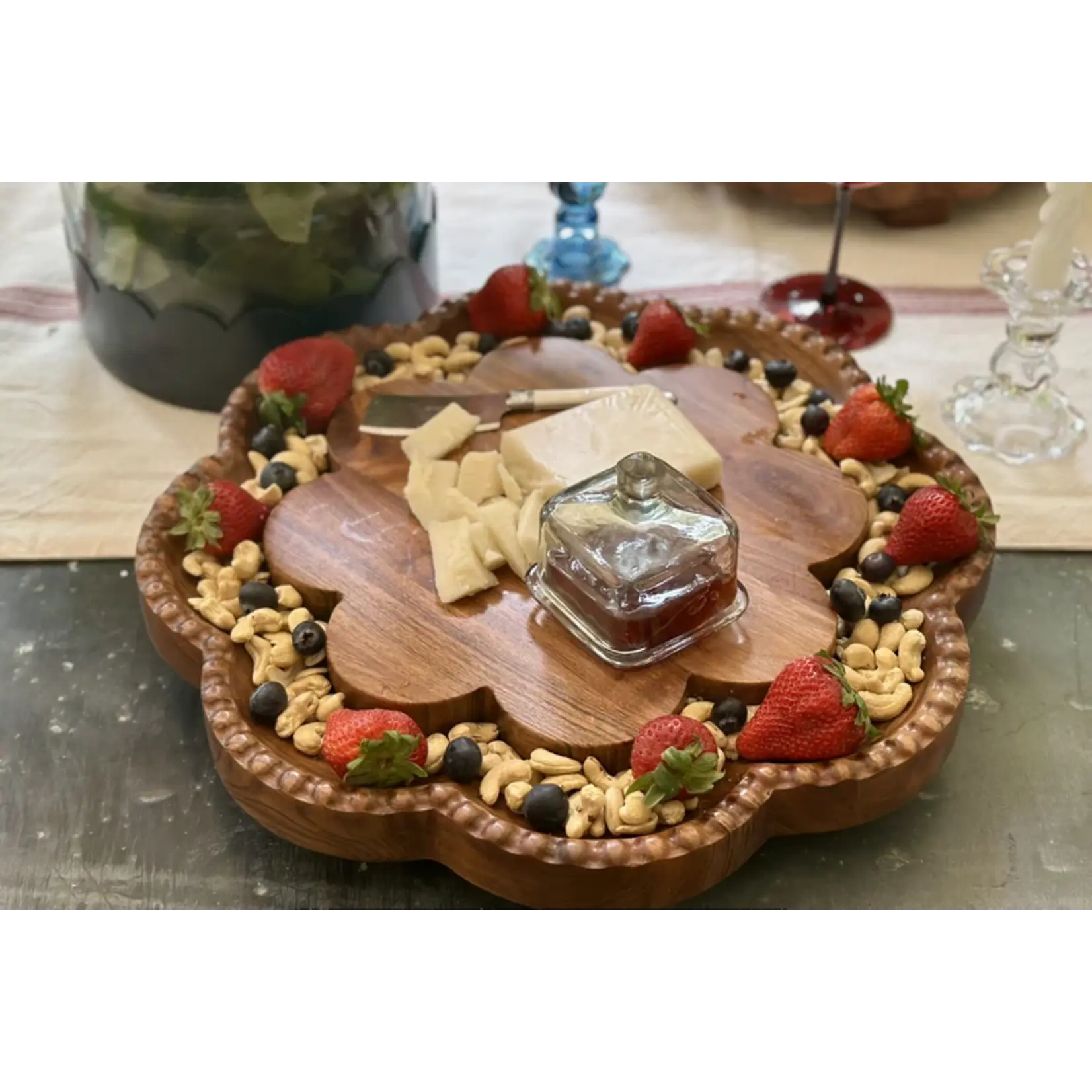 Etu Home Vintage English Bread Board, Scalloped Lazy Susan