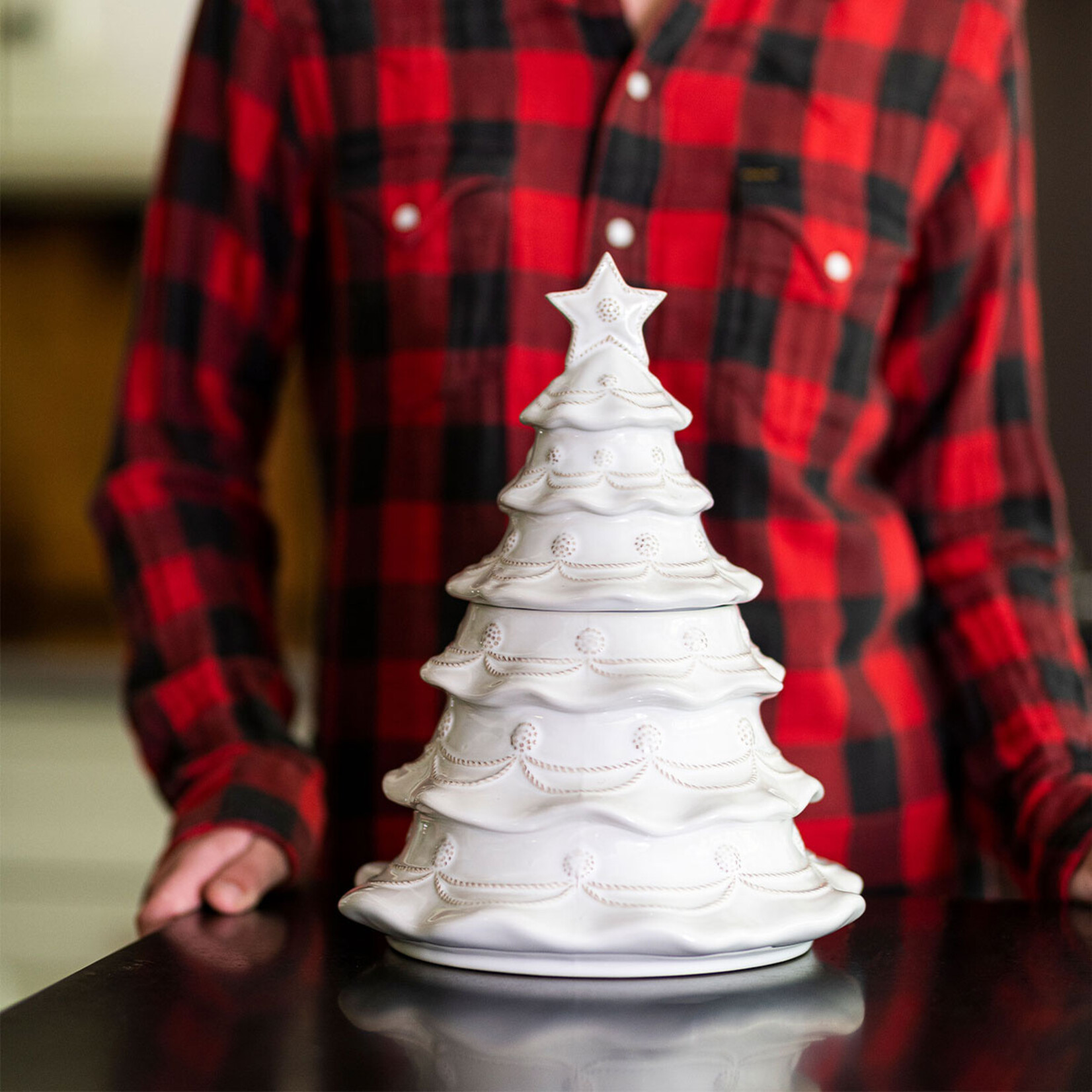 Juliska Berry & Thread Christmas Tree Cookie Jar - Whitewash