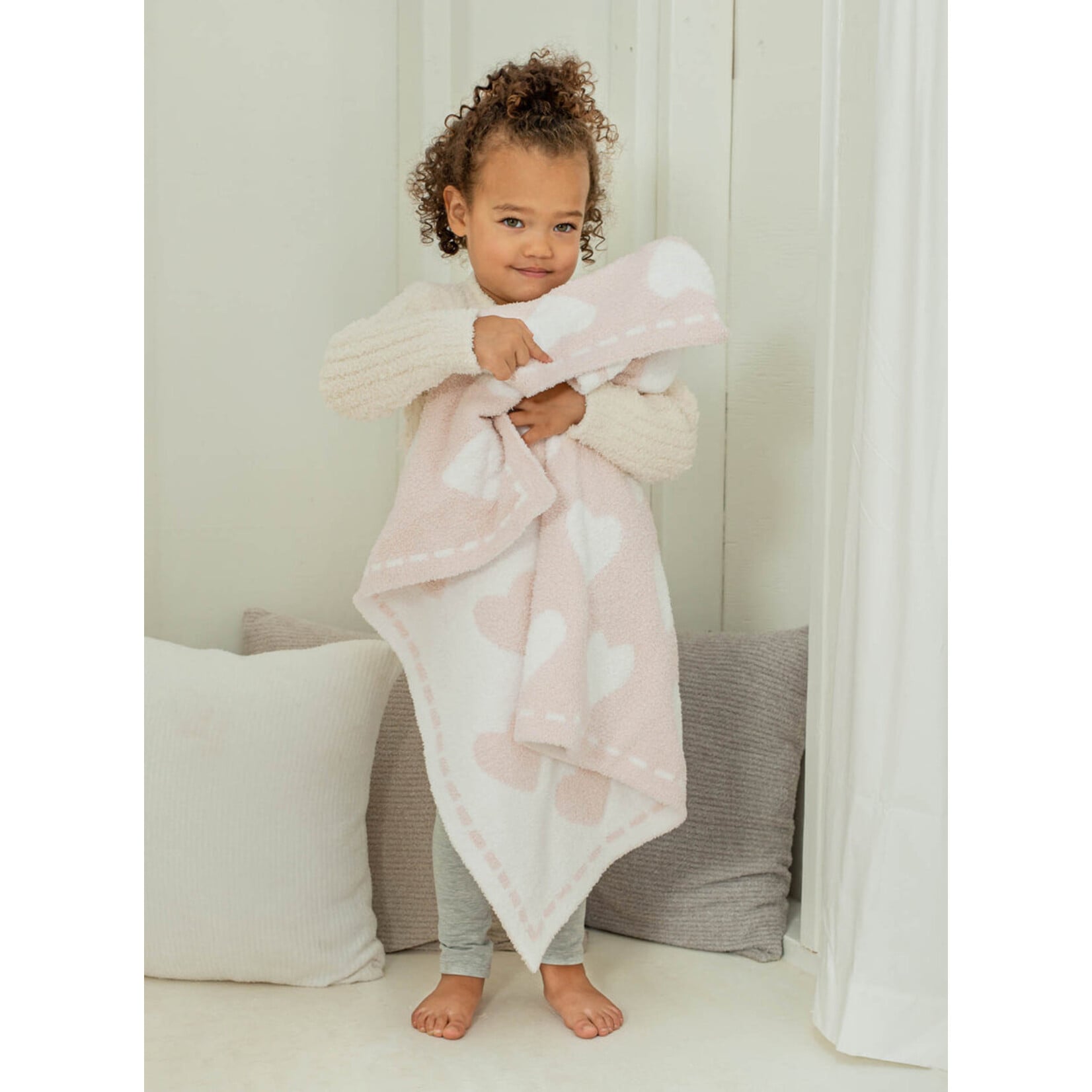 Barefoot Dreams CozyChic® Dream Receiving Blanket Pink White Hearts